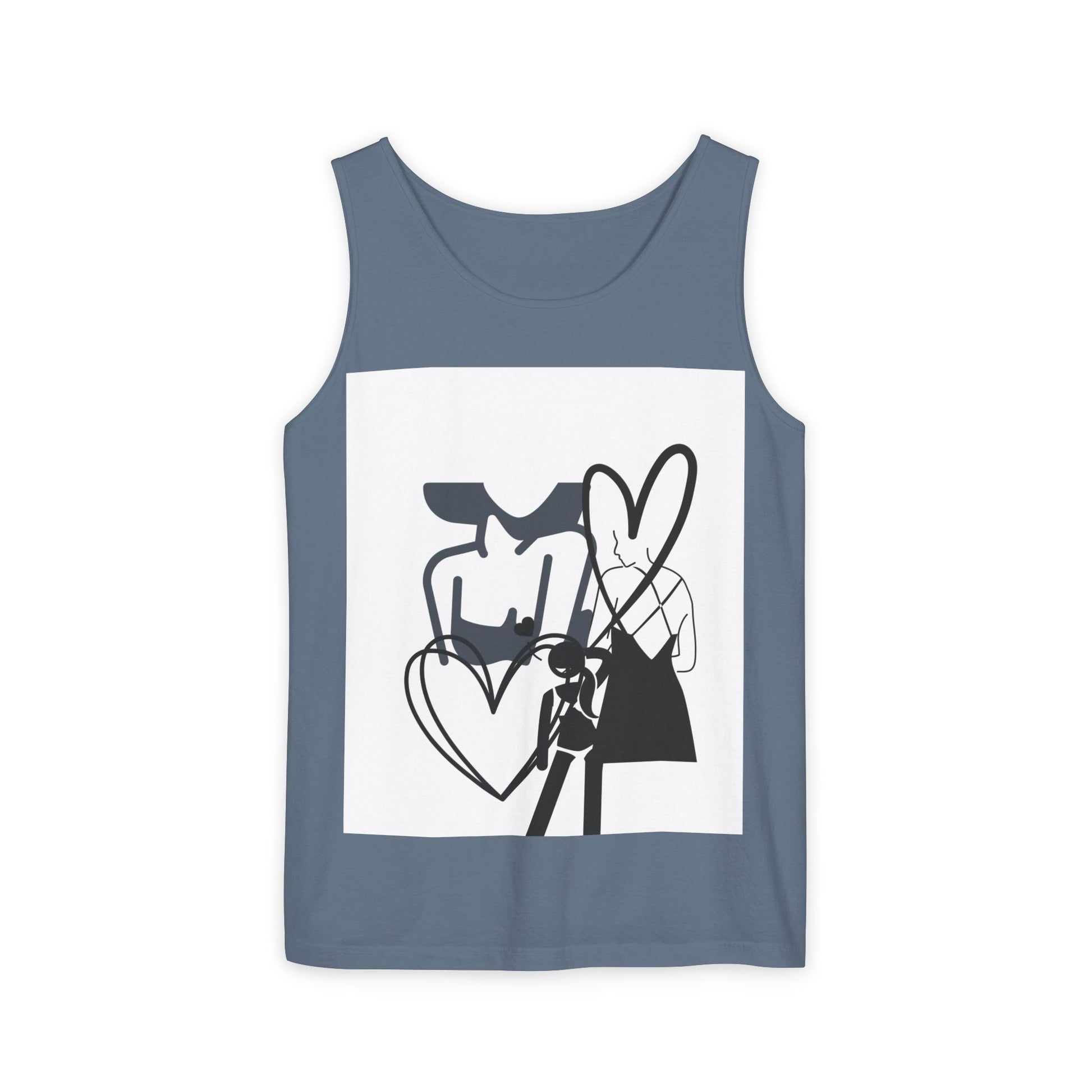 Abstract Love Graphic Tank Top — Minimalist Couple Heart Artwork