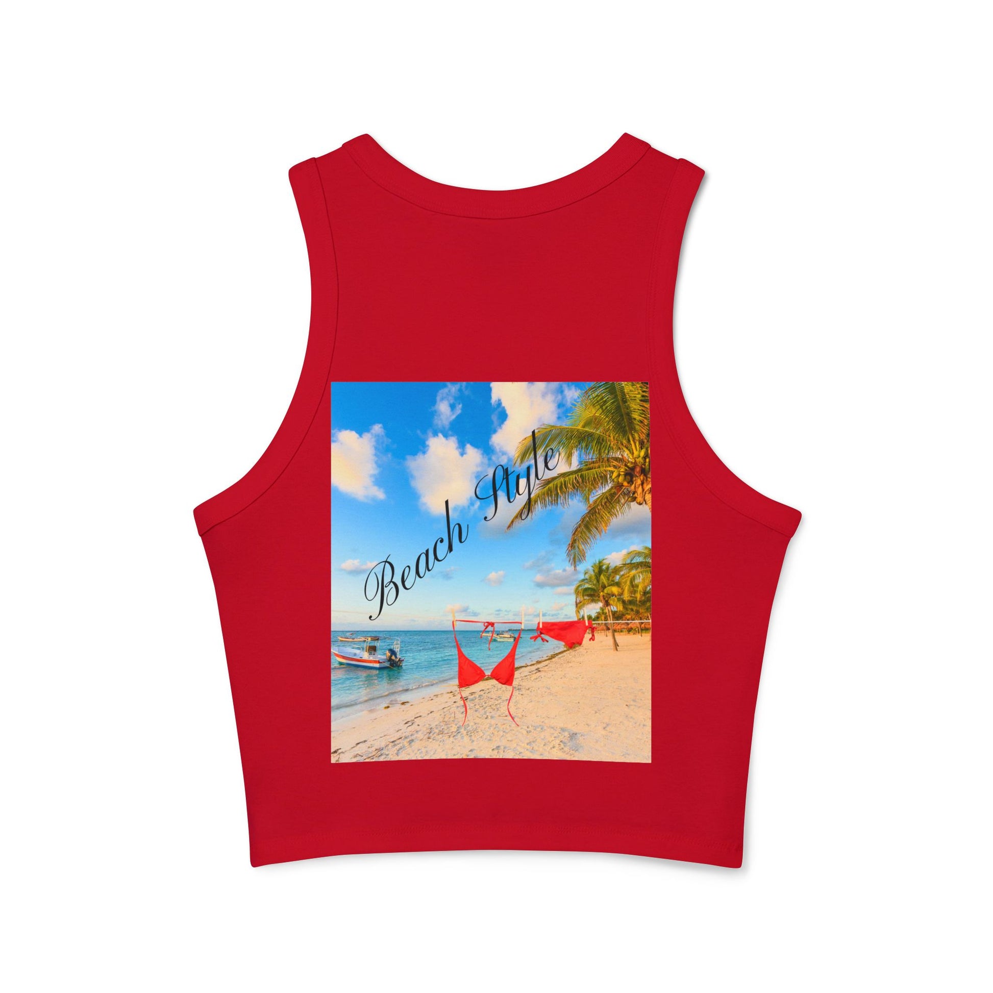 Beach Vibes Racer Tank Top — 'Beach Mode' Tropical Summer Crop
