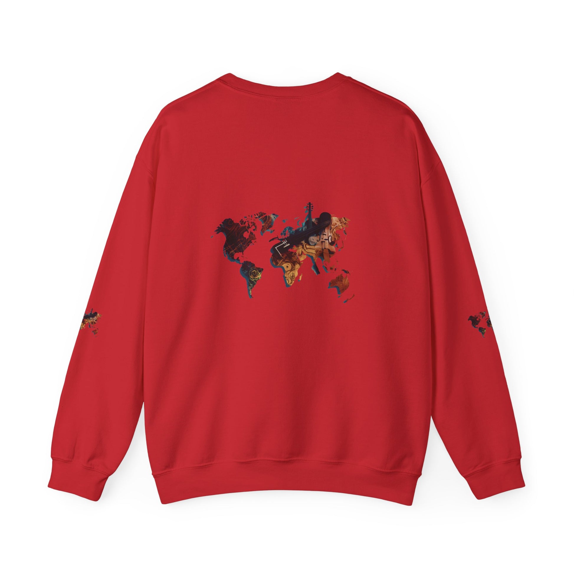 World Map Marble Crewneck Sweatshirt — Artistic Travel Map Pullover