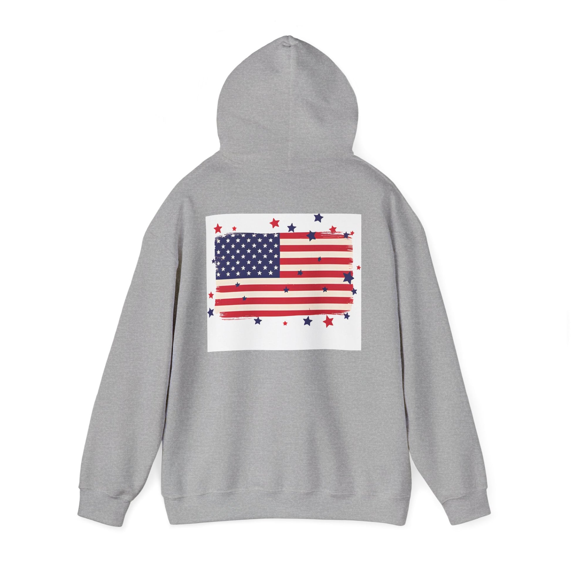 Patriotic Hooded Sweatshirt with Stars and Stripes