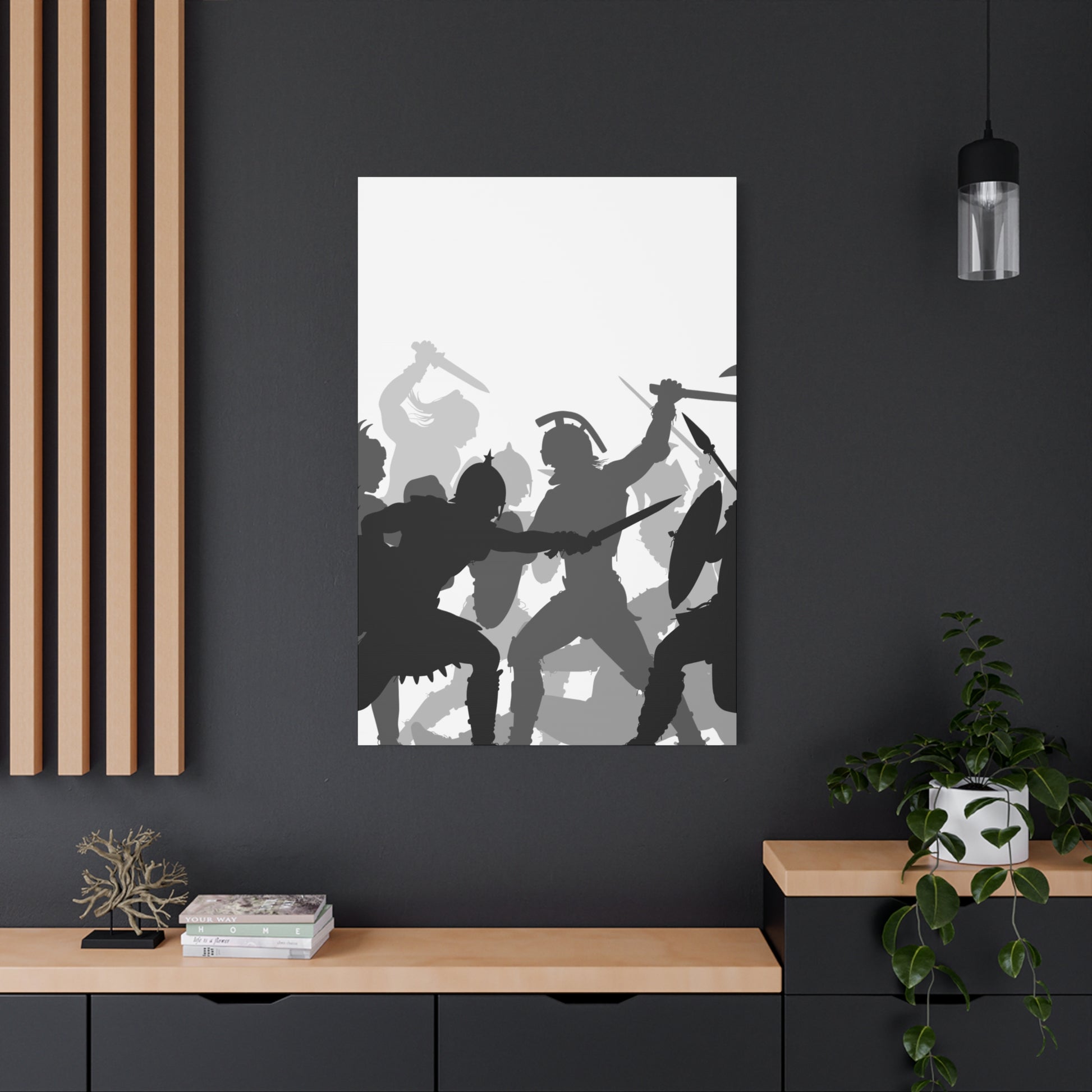 Epic Warrior Battle Matte Canvas Art, Home Decor, Wall Art, Gift for Men, Dramatic Art Decor