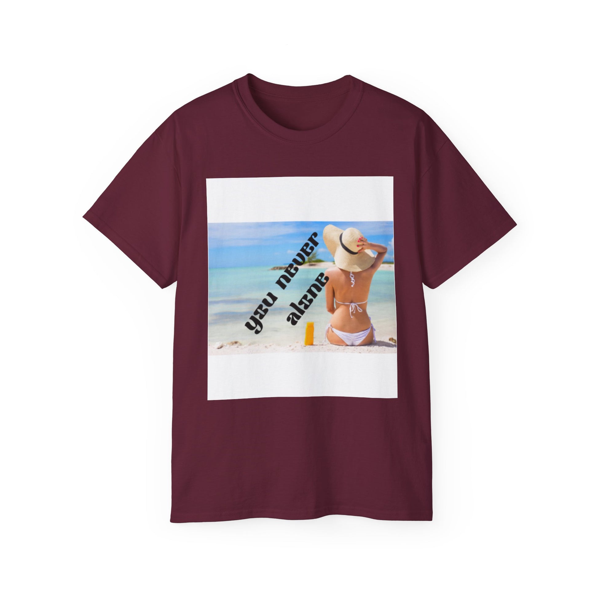Beach Vibes Unisex Tee - 'You Never Alone' Graphic Tee, Summer Apparel, Casual Wear, Gift for Her, Relaxation Shirt