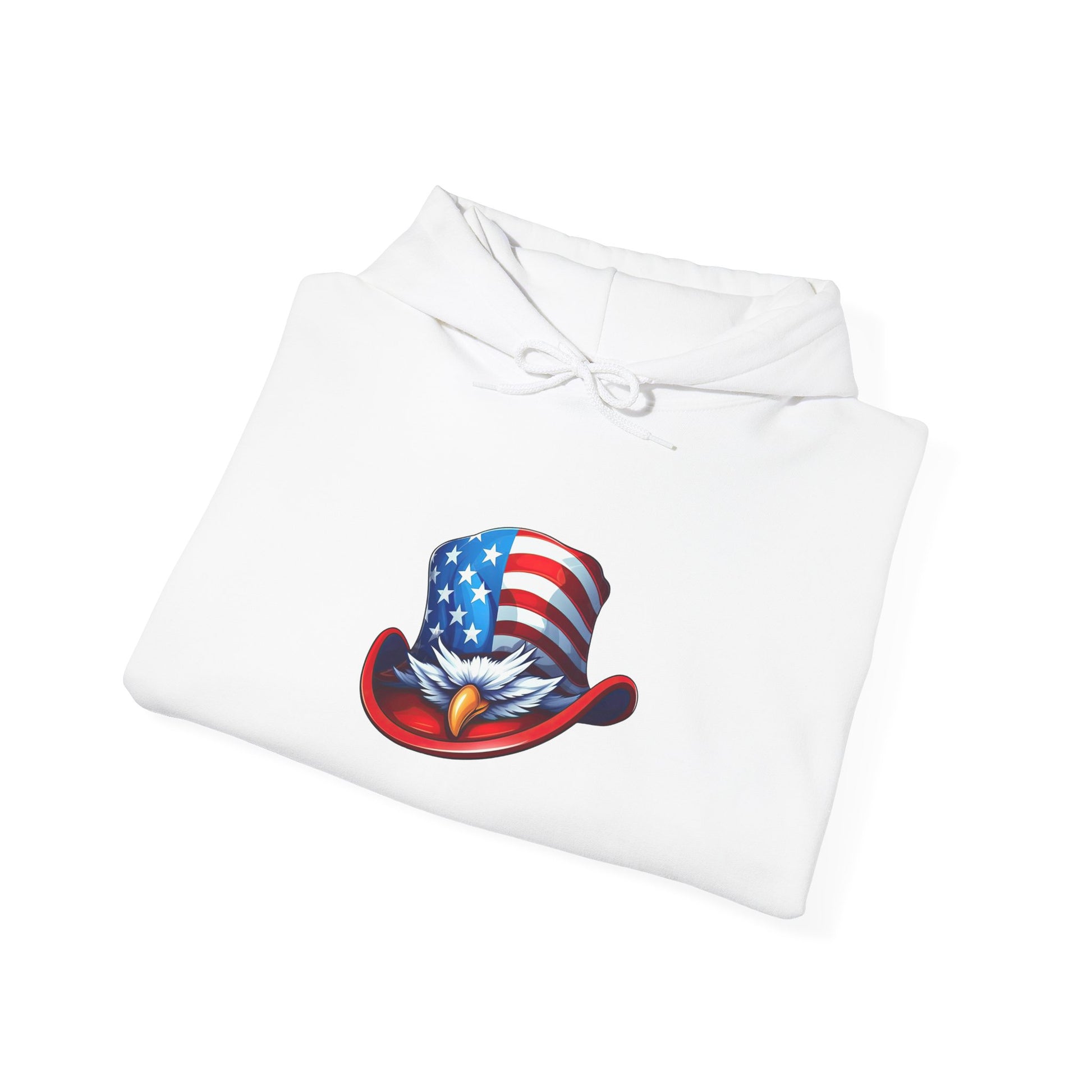 Patriotic Eagle Top Hat Hoodie — American Flag Bald Eagle Graphic Hoodie