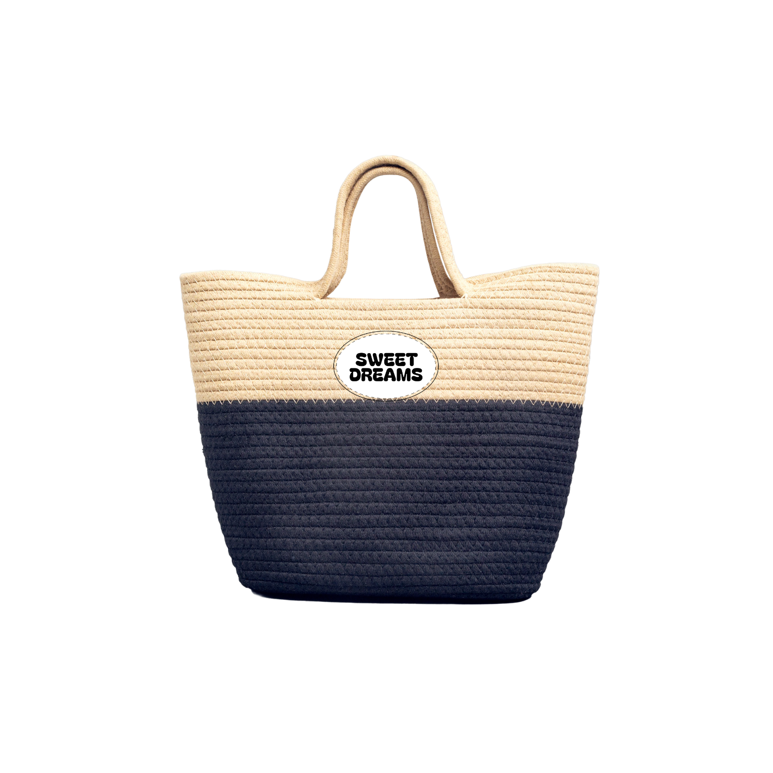 Handwoven Straw Bag — 'Sweet Dreams' Embroidered Beach Tote