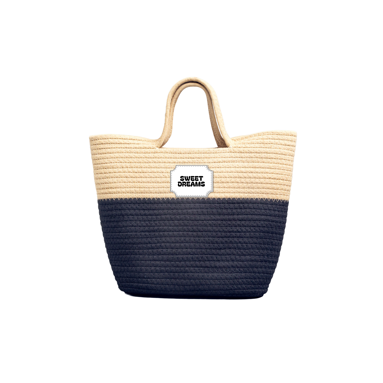 Handwoven Straw Bag — 'Sweet Dreams' Embroidered Beach Tote