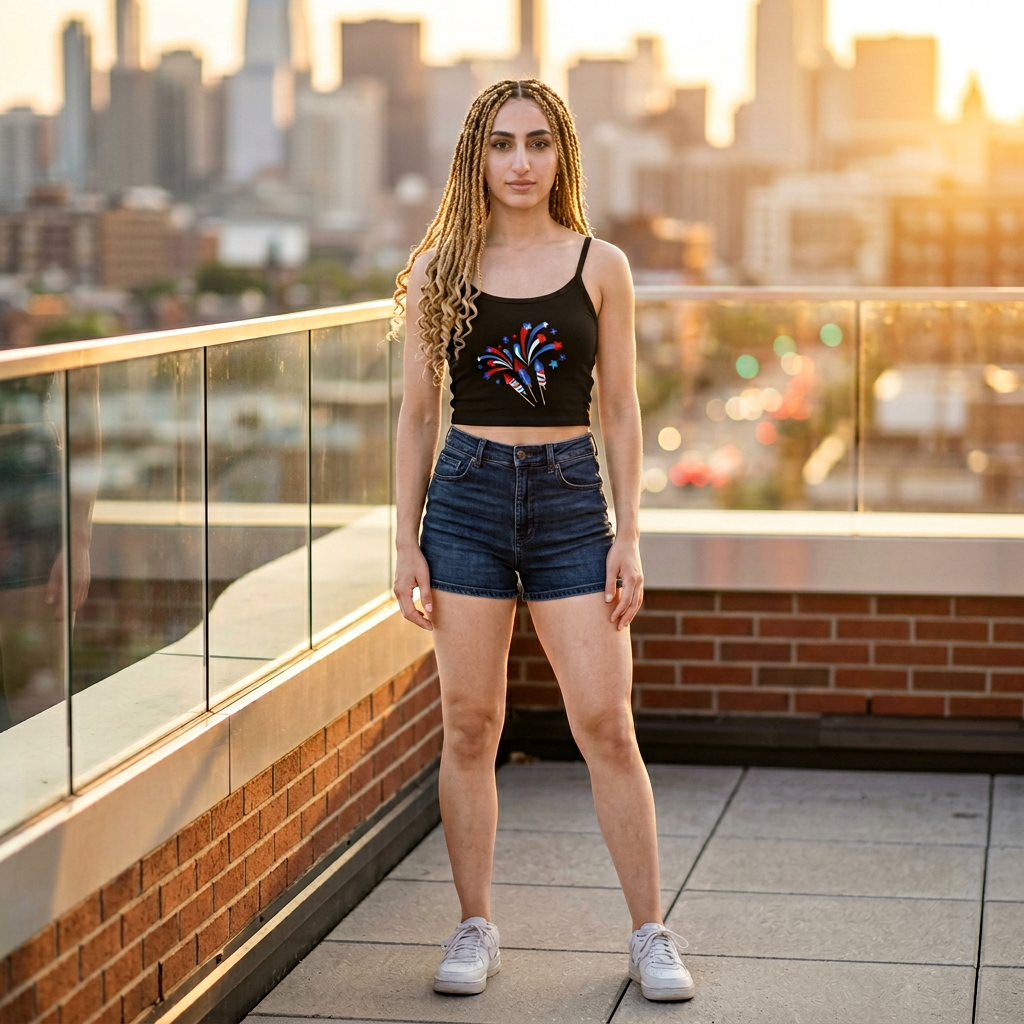 Patriotic Fireworks Tank Top — Red, White & Blue Rocket Sparkle