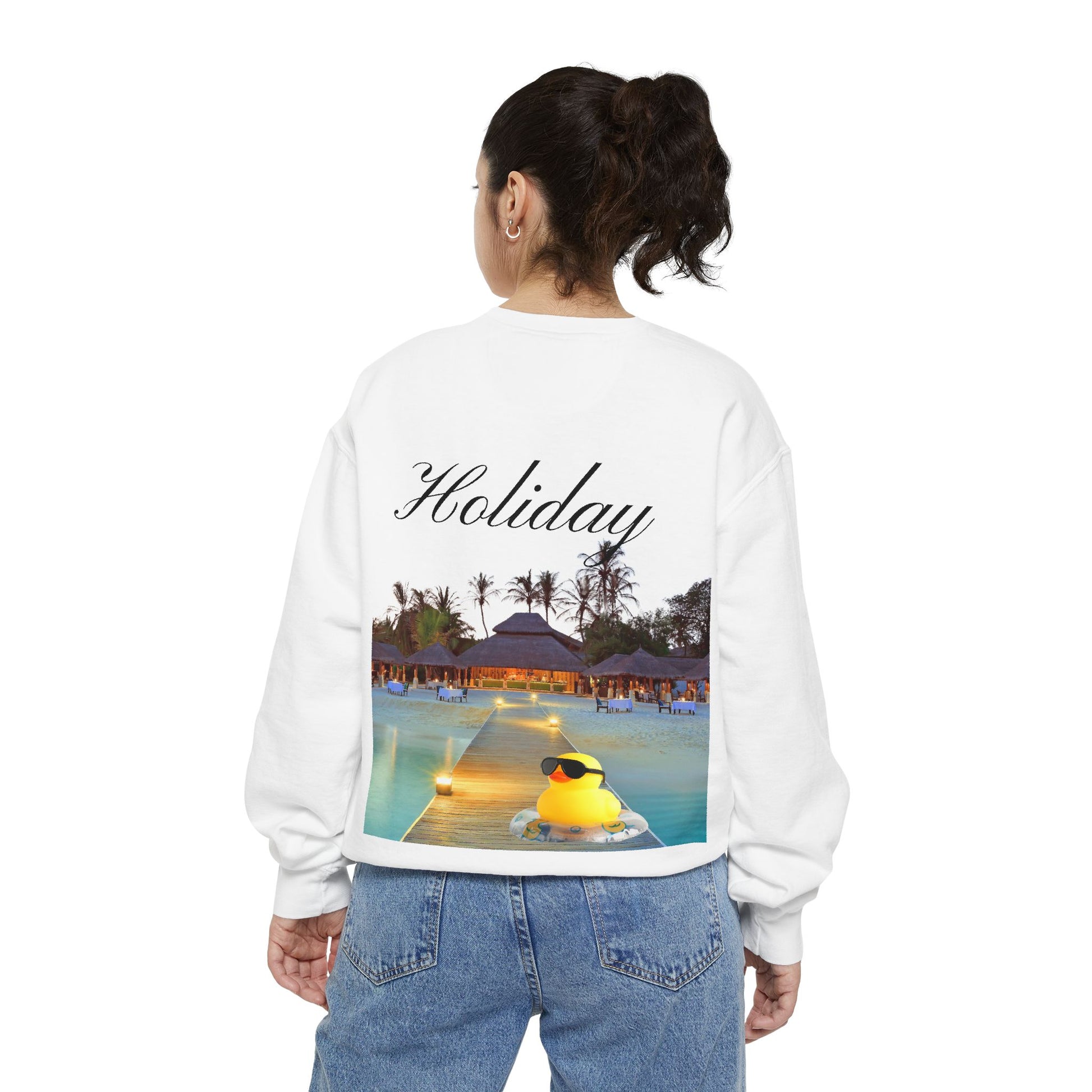 Holiday Rubber Duck Sweatshirt — Tropical Beach Graphic Sweatshirt