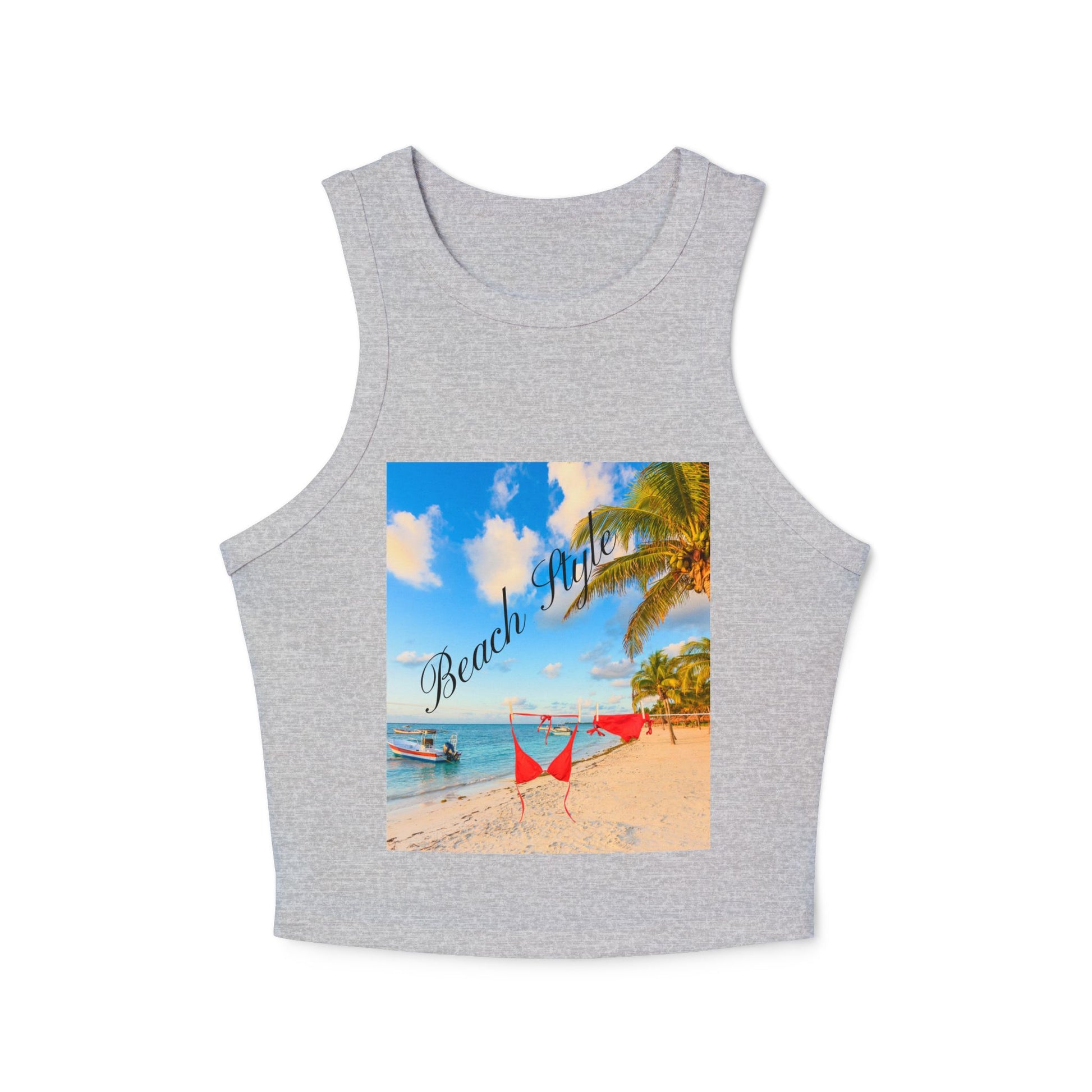 Beach Vibes Racer Tank Top — 'Beach Mode' Tropical Summer Crop
