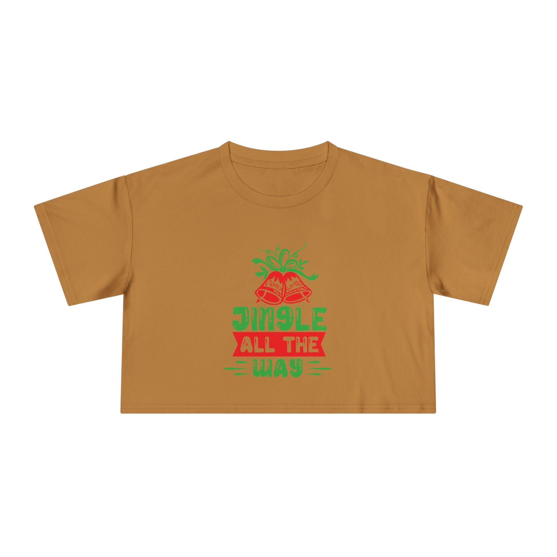 Crop Tee — "Jingle All the Way" Festive Women's Christmas Crop Top