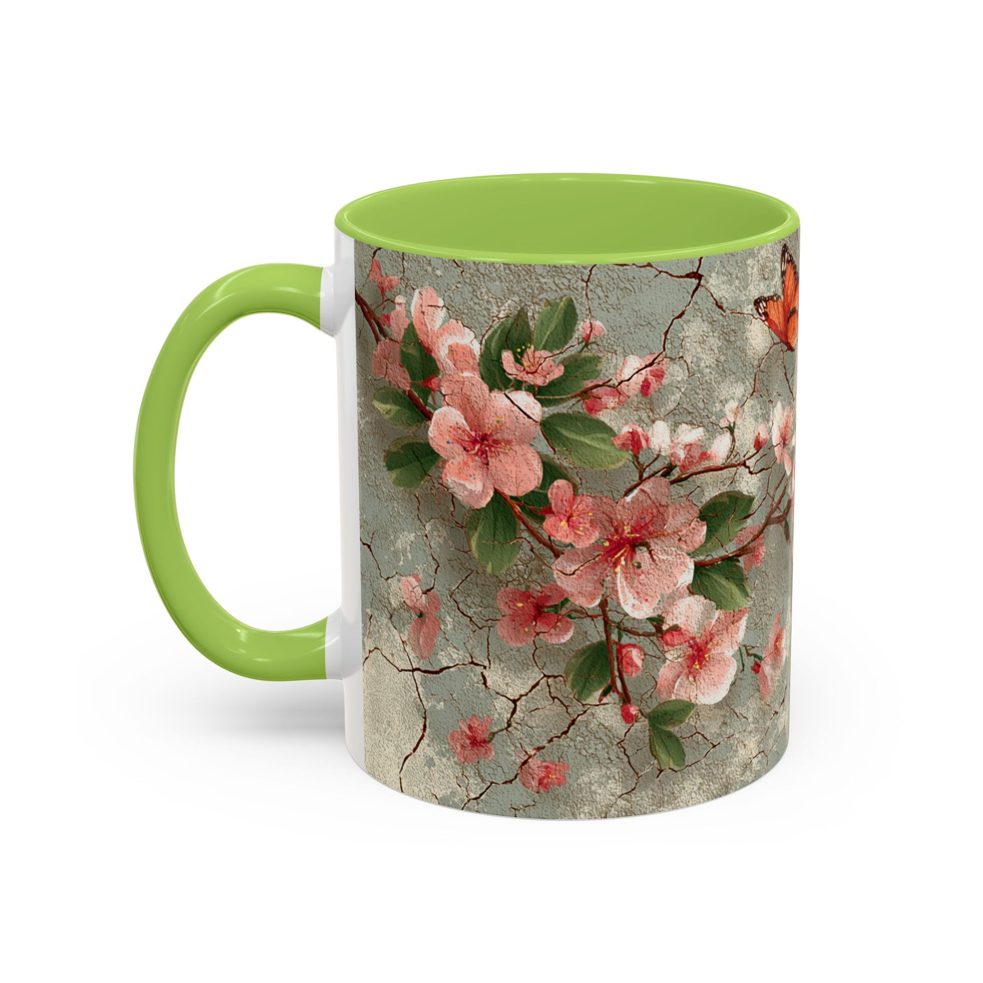 Floral Butterfly Accent Coffee Mug, Spring Gift, Kitchen Decor, Nature Lover Mug, Tea Cup