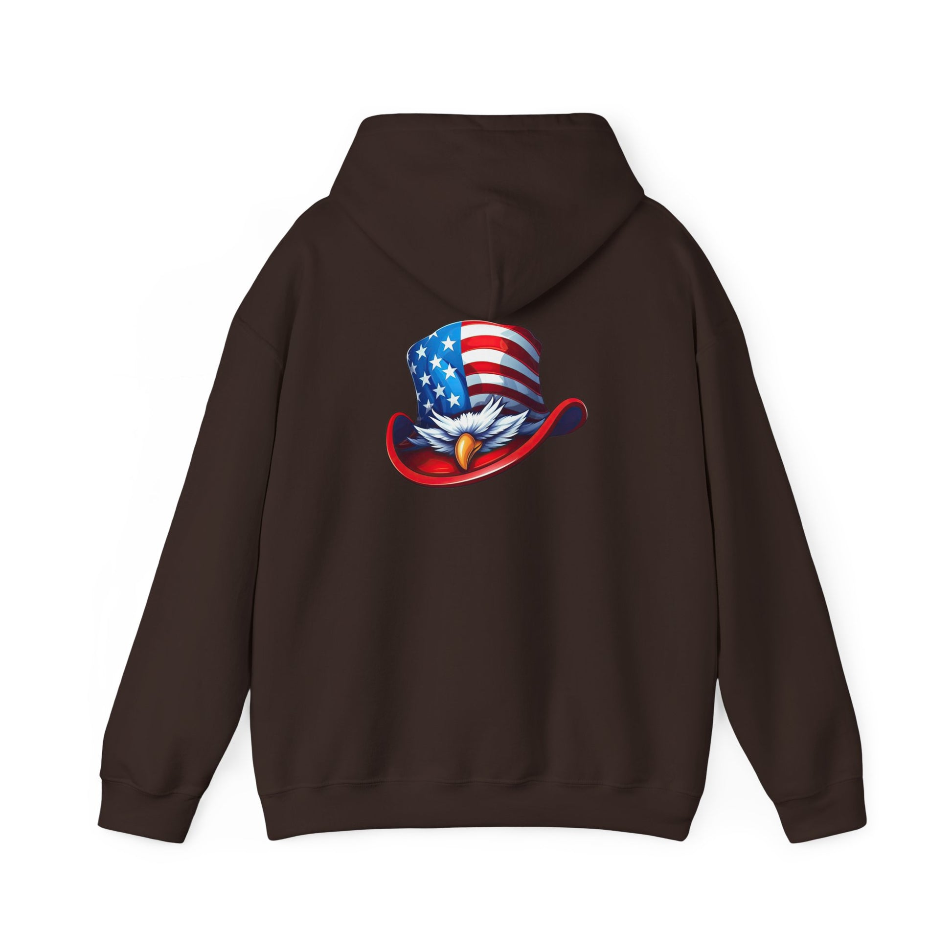 Patriotic Eagle Top Hat Hoodie — American Flag Bald Eagle Graphic Hoodie
