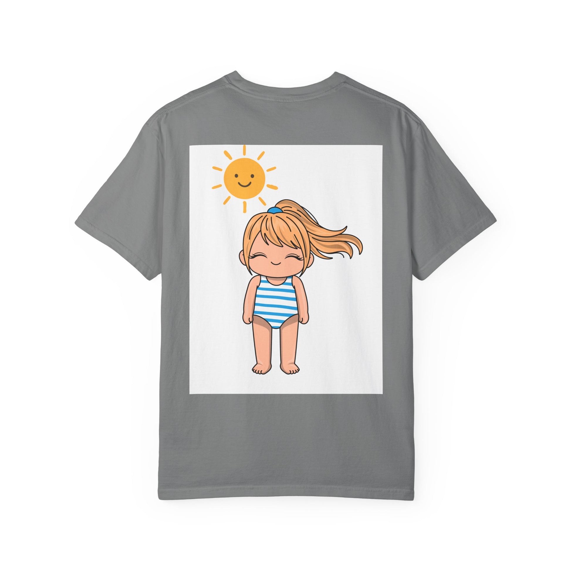 Cute Girl in Swimsuit T-Shirt — Sunny Beach Cartoon Tee