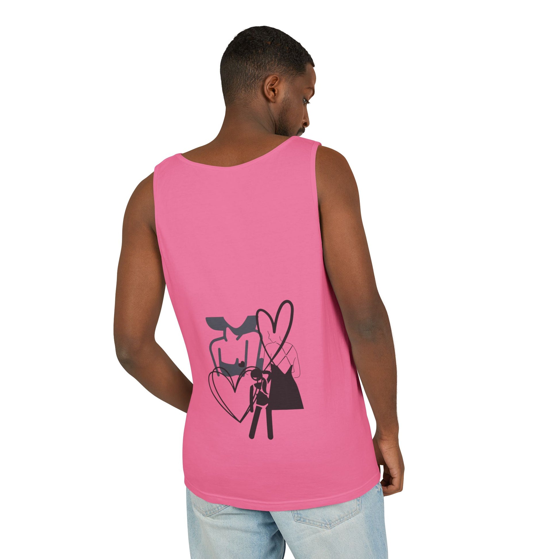 Abstract Love Graphic Tank Top — Minimalist Couple Heart Artwork