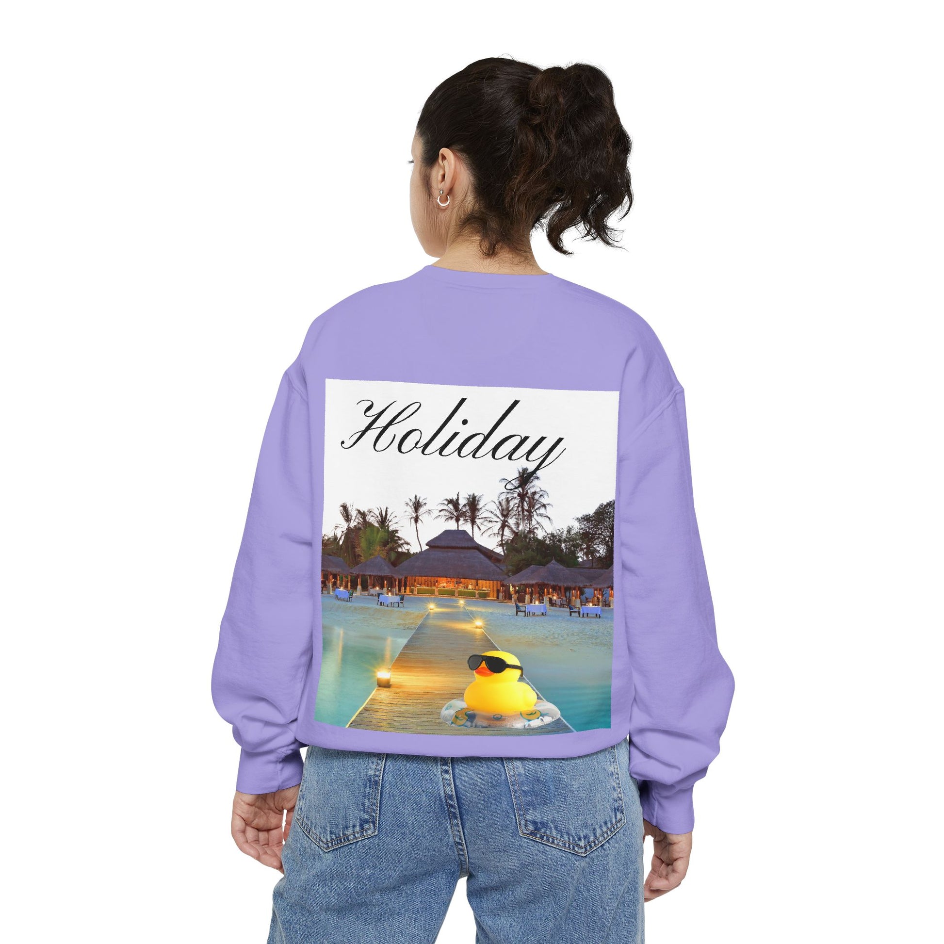 Holiday Rubber Duck Sweatshirt — Tropical Beach Graphic Sweatshirt