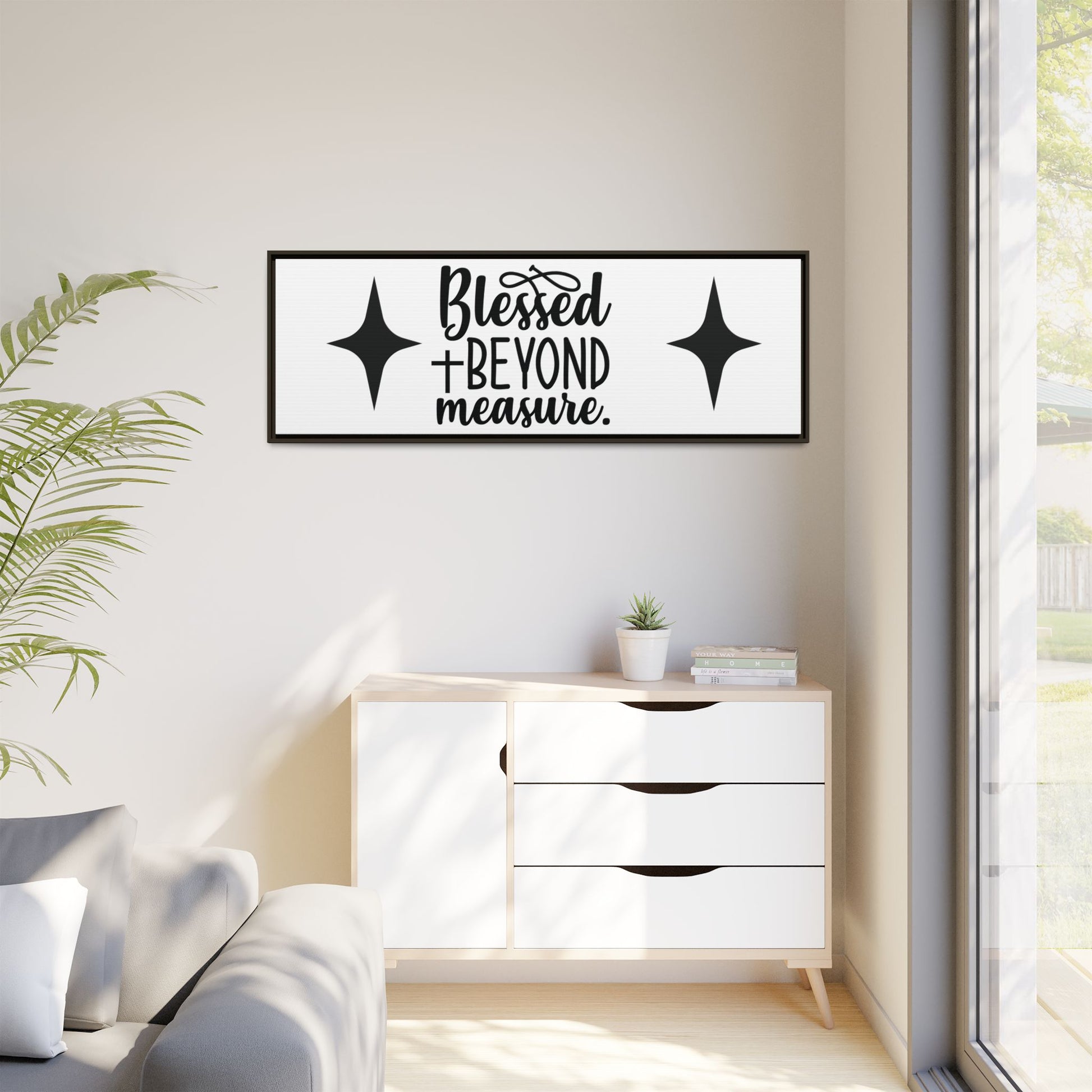 Framed Wall Art Decor: Blessed + Beyond Measure, Inspirational Home Decor, Gift for Faith