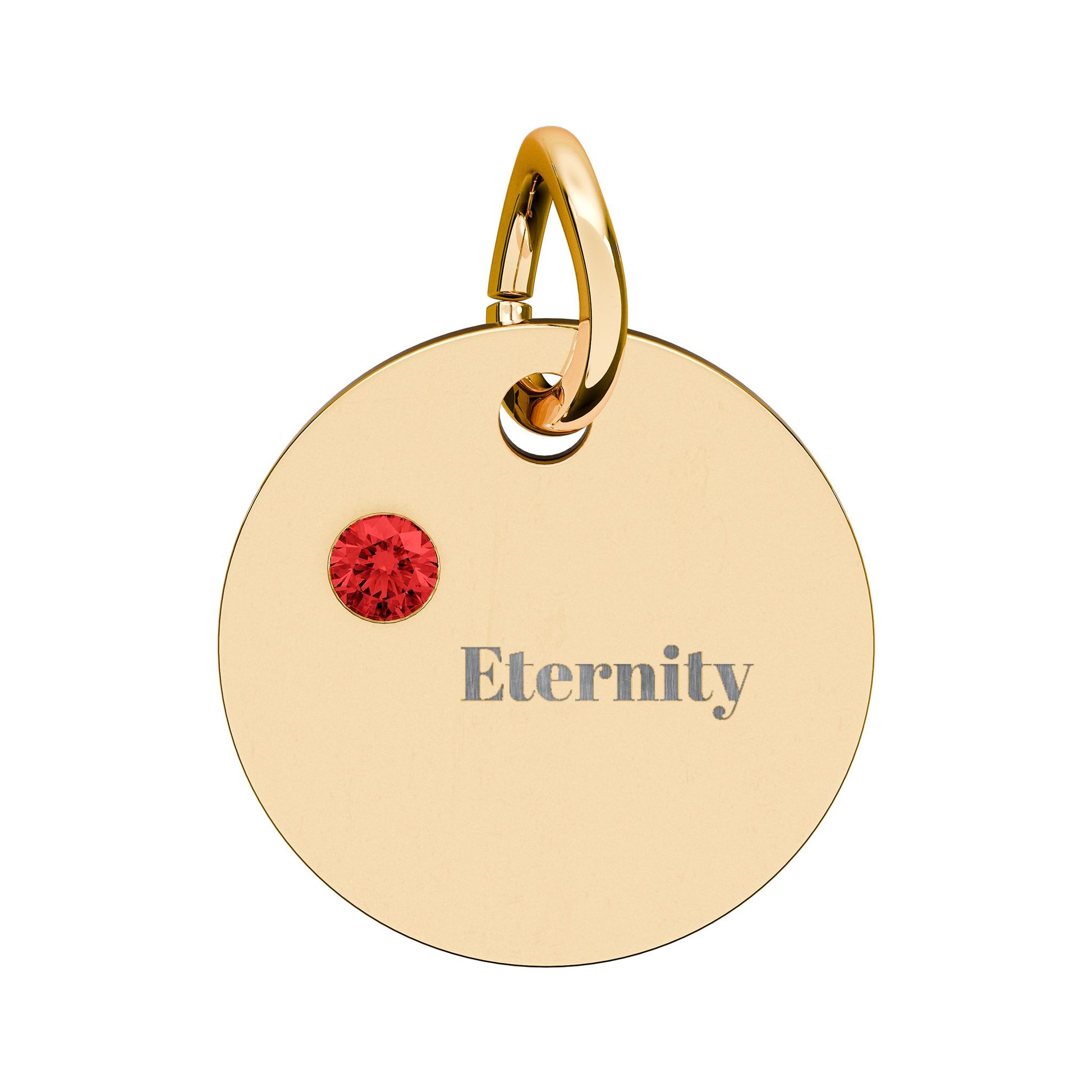 Engravable Birthstone Circle Charm — Personalized 'Eternity' Pendant