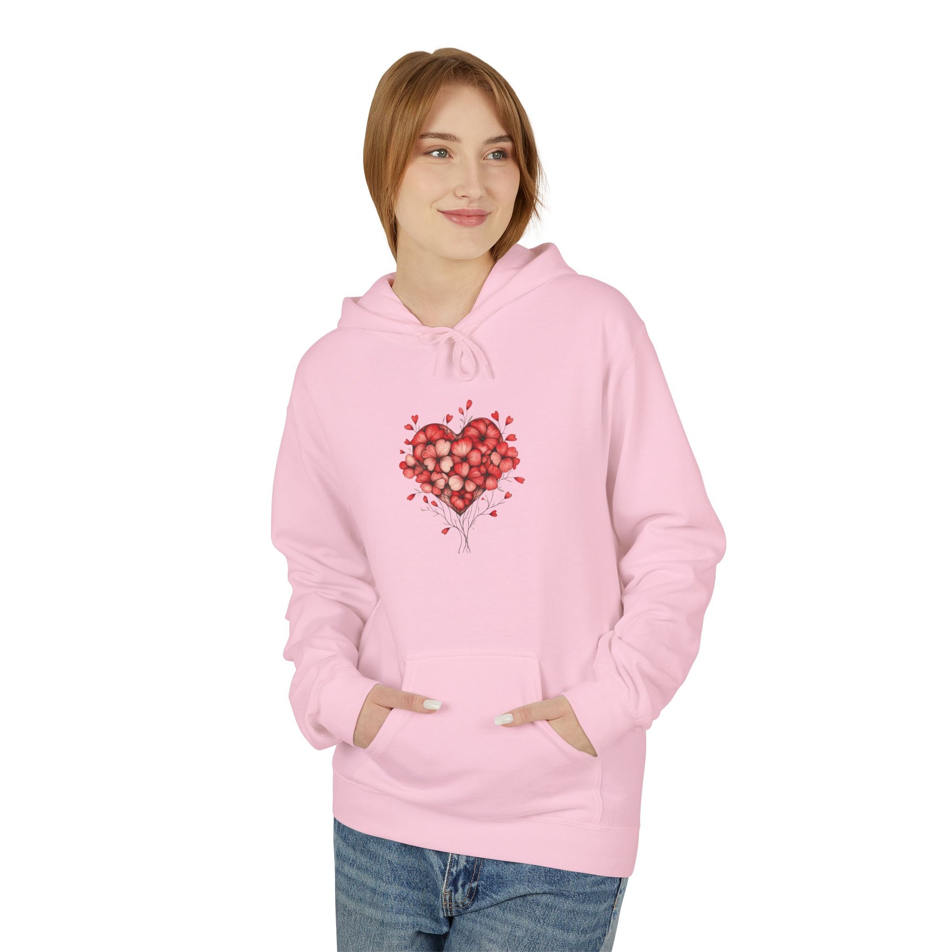 Rose Petal Heart Hoodie — Romantic Floral Valentine’s Day Sweatshirt