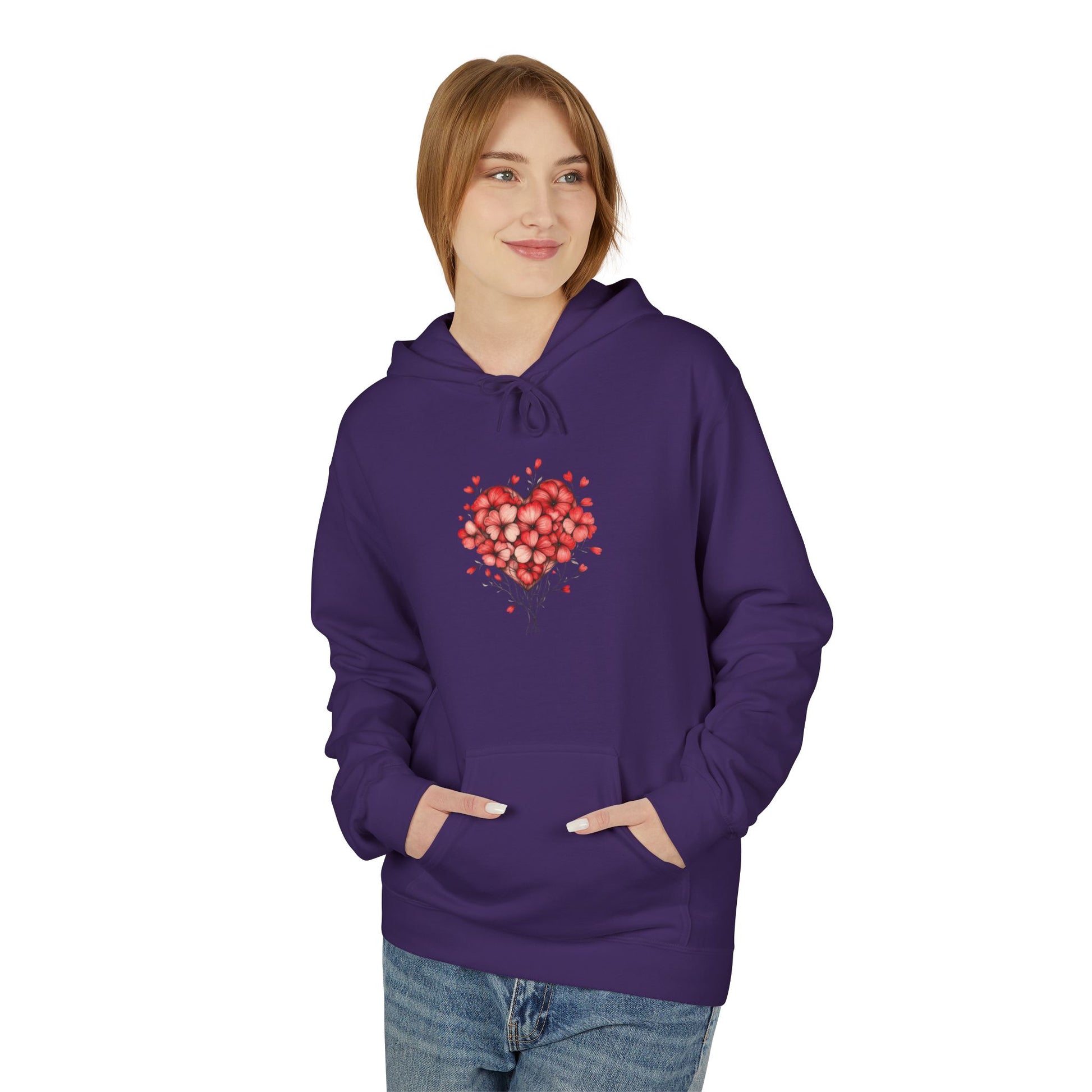 Rose Petal Heart Hoodie — Romantic Floral Valentine’s Day Sweatshirt