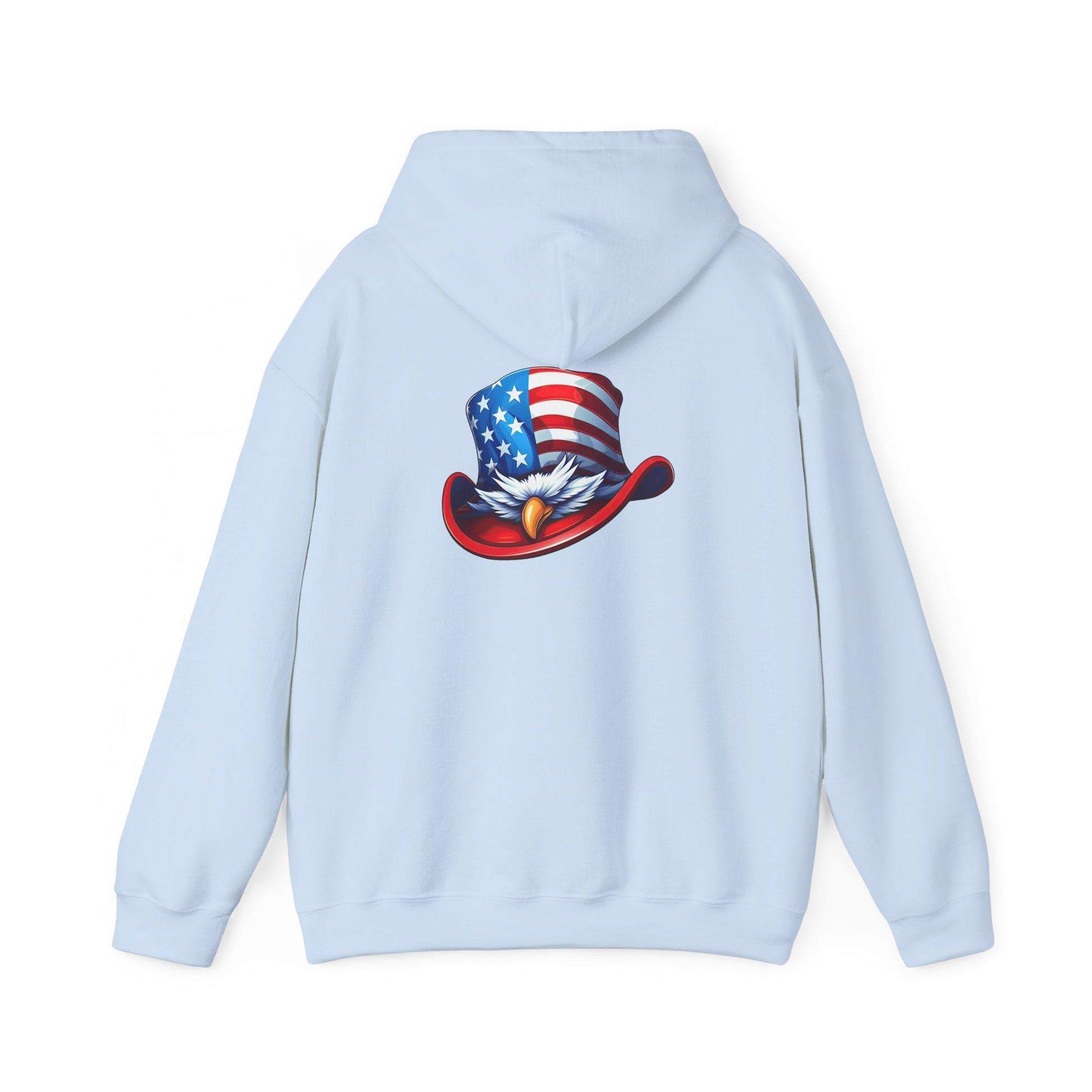 Patriotic Eagle Top Hat Hoodie — American Flag Bald Eagle Graphic Hoodie