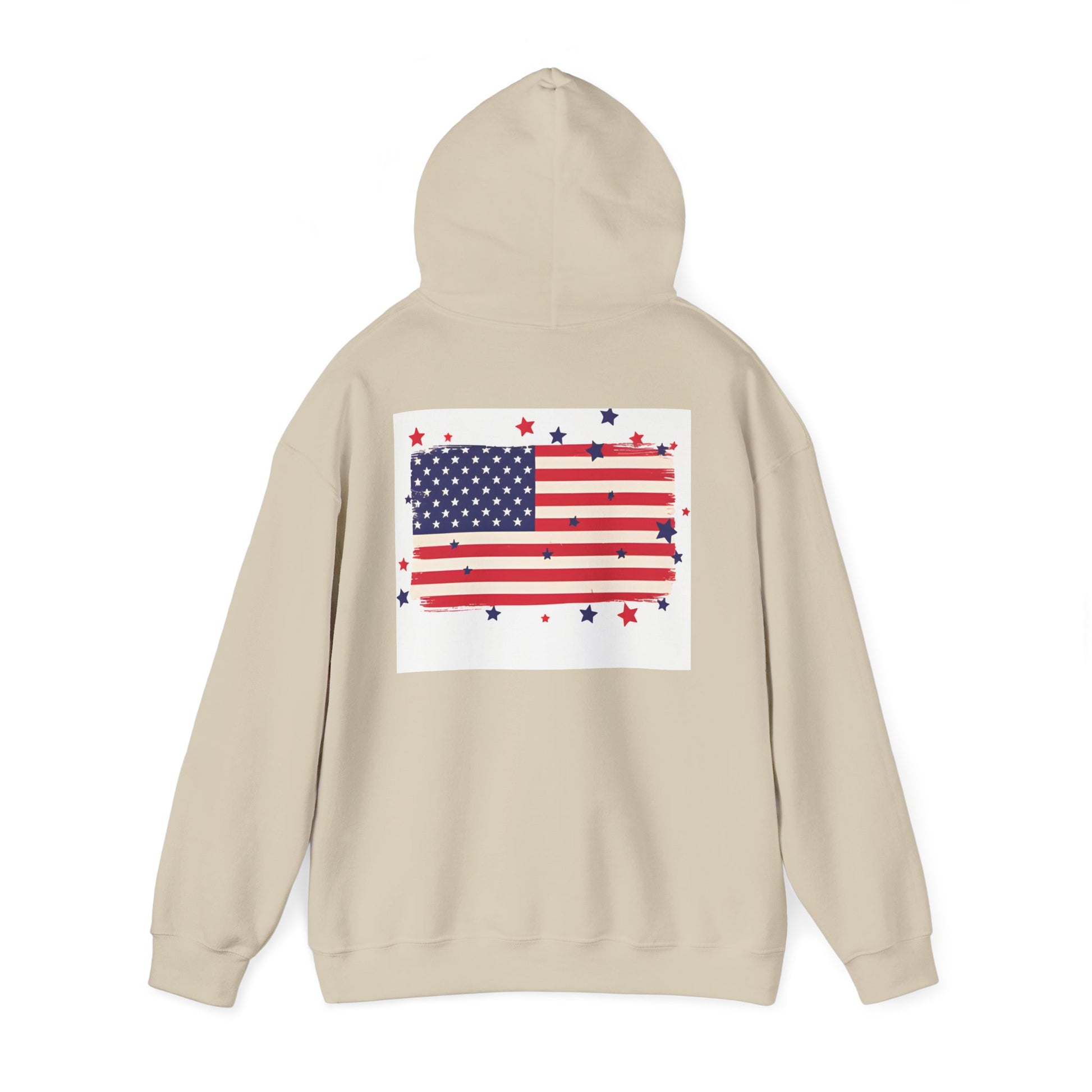 Patriotic Hooded Sweatshirt with Stars and Stripes