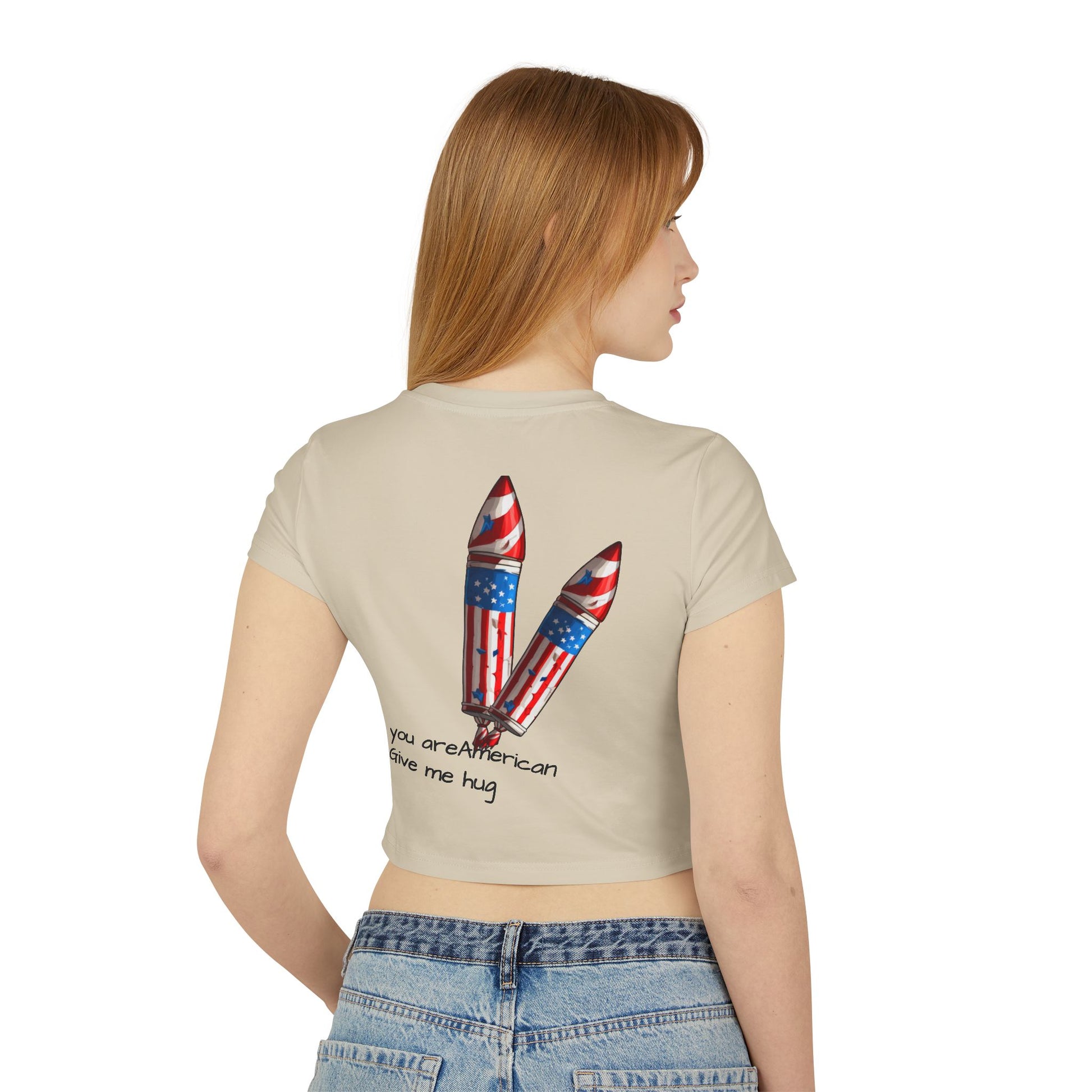 Patriotic Heart Baby Tee — American Flag Graphic Women's Crop Top