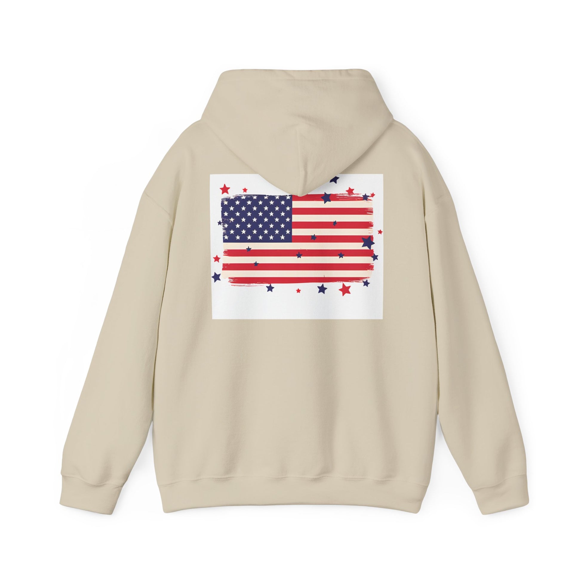 Patriotic Hooded Sweatshirt with Stars and Stripes