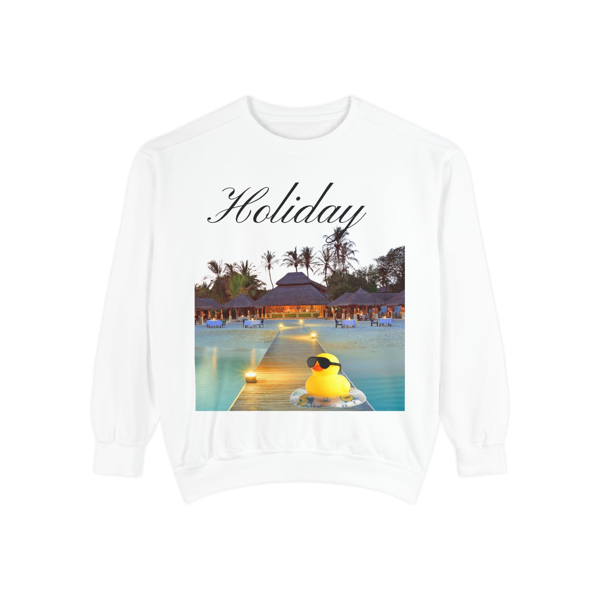 Holiday Rubber Duck Sweatshirt — Tropical Beach Graphic Sweatshirt