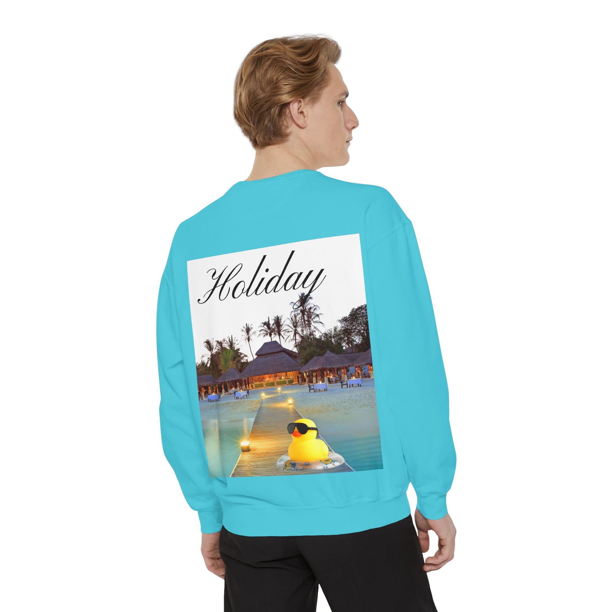Holiday Rubber Duck Sweatshirt — Tropical Beach Graphic Sweatshirt