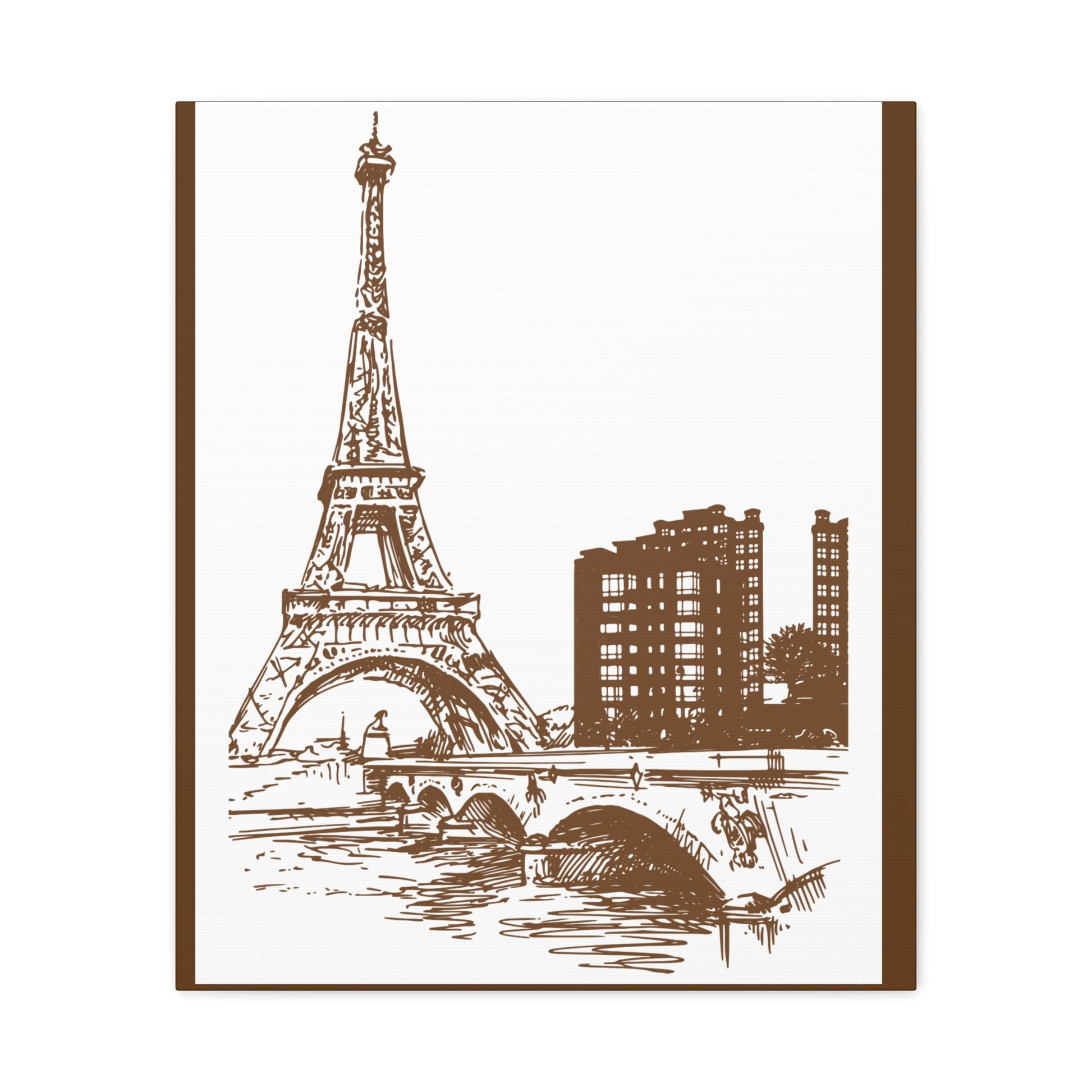 Parisian Dreams Canvas Print, Eiffel Tower Wall Art, Brown Sketch Decor