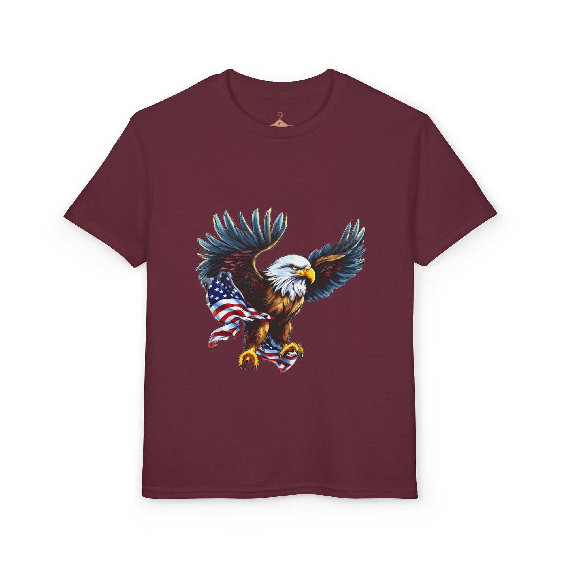 Youth T-Shirt — Patriotic Bald Eagle with American Flag Graphic