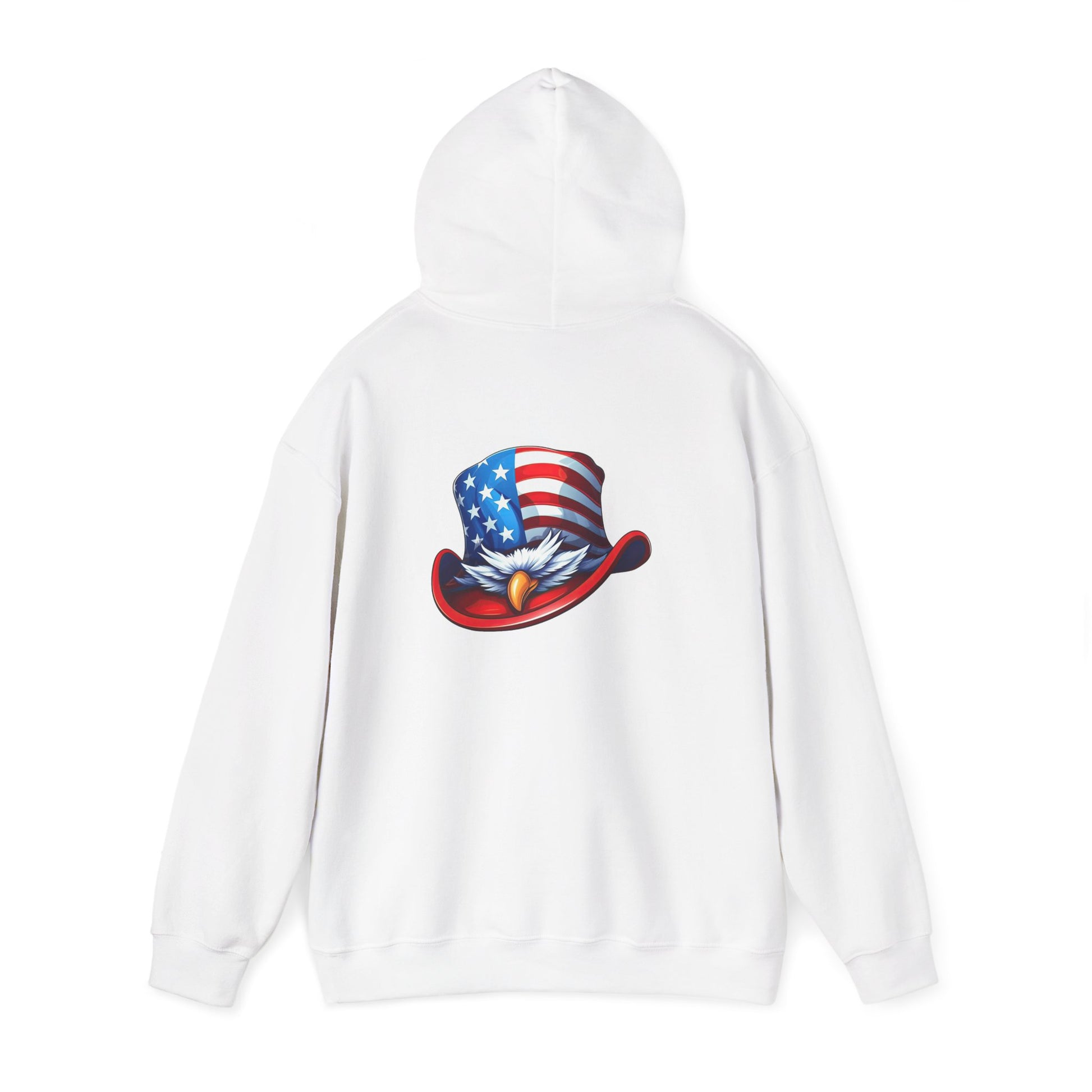Patriotic Eagle Top Hat Hoodie — American Flag Bald Eagle Graphic Hoodie