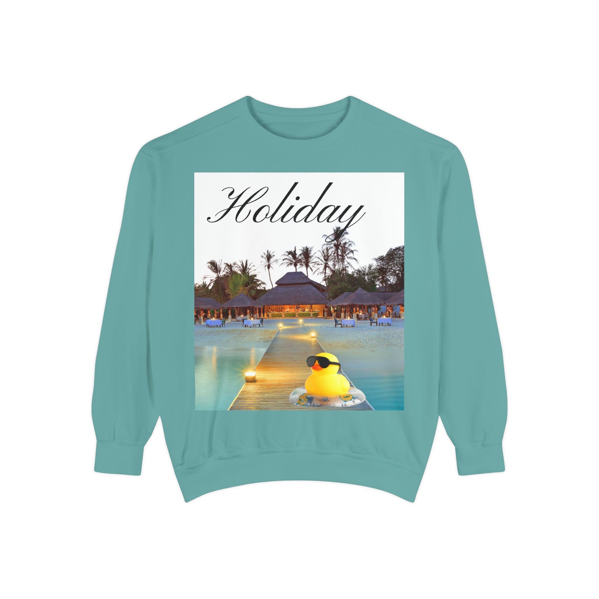 Holiday Rubber Duck Sweatshirt — Tropical Beach Graphic Sweatshirt