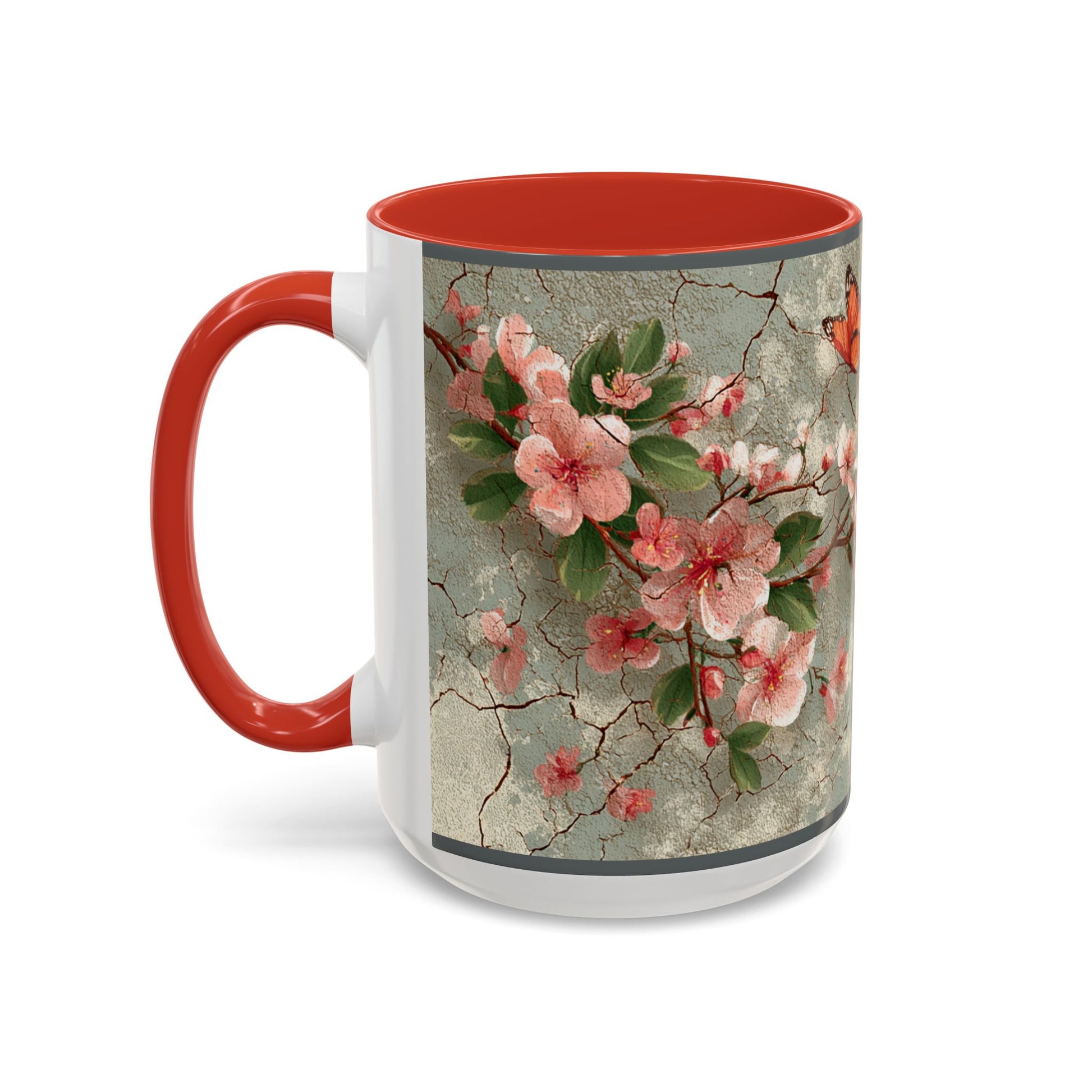 Floral Butterfly Accent Coffee Mug, Spring Gift, Kitchen Decor, Nature Lover Mug, Tea Cup