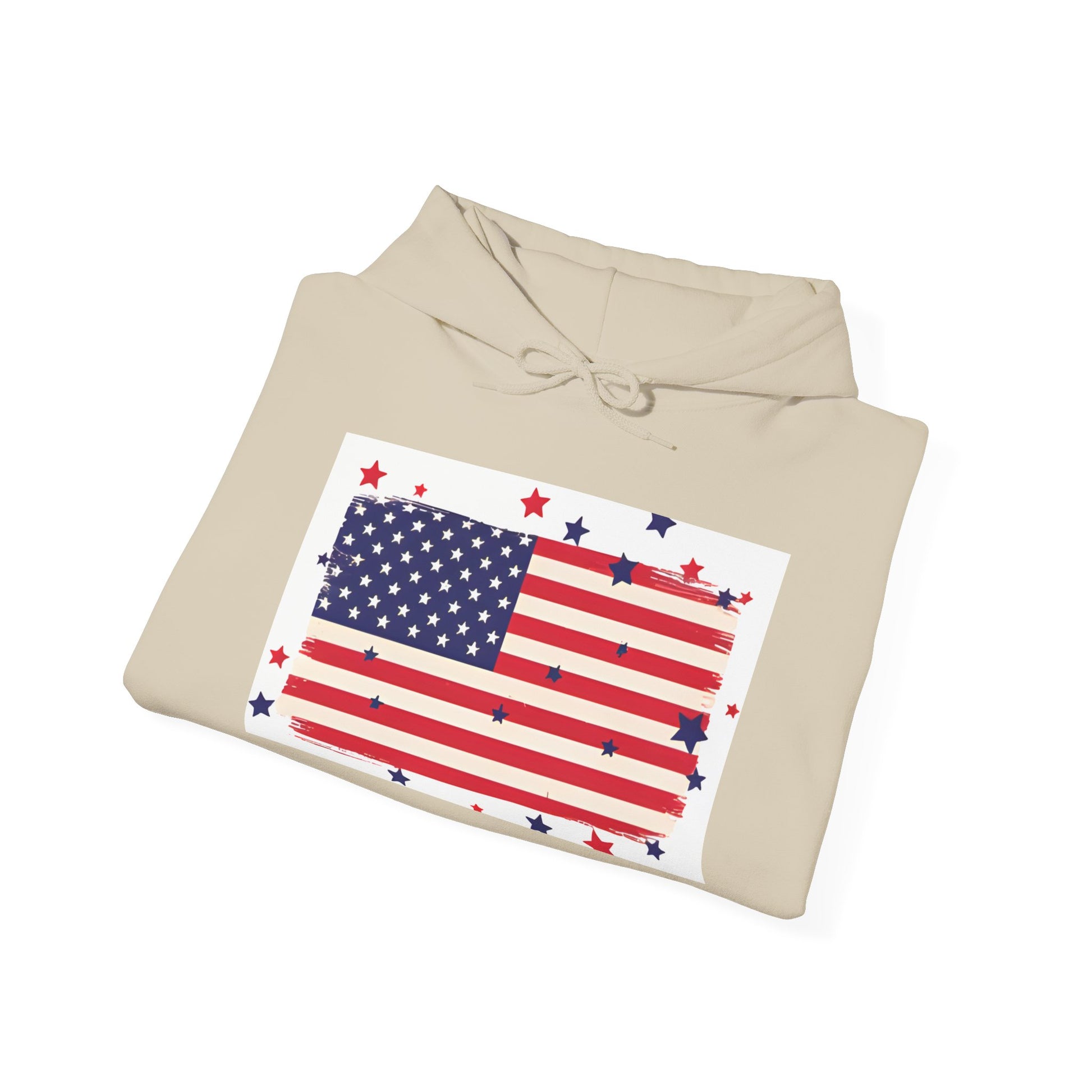 Patriotic Hooded Sweatshirt with Stars and Stripes