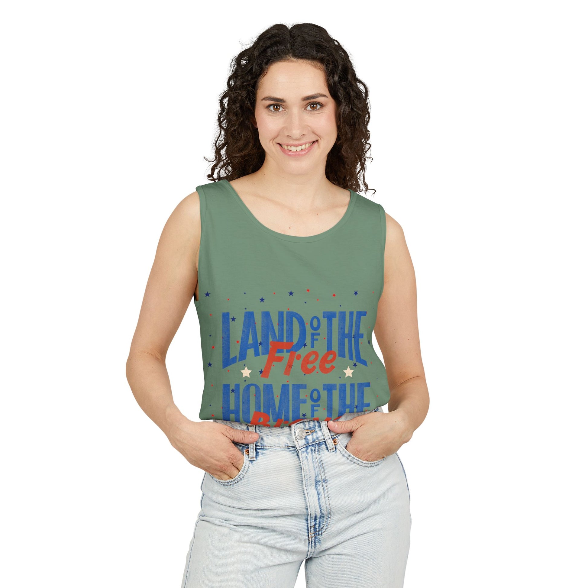 Patriotic "Land of the Free, Home of the Brave" Tank Top