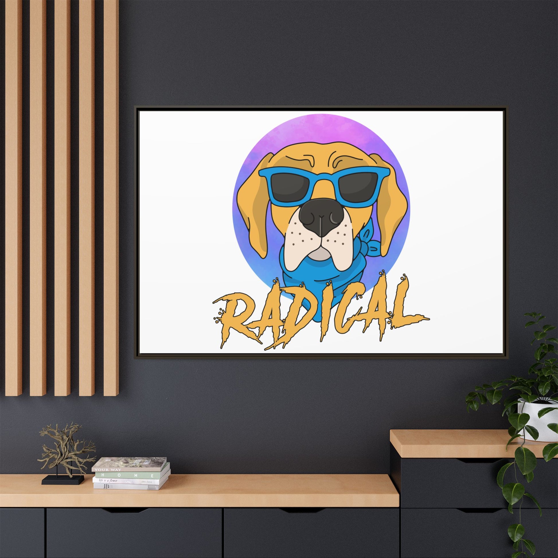 Radical Dog Art Print, Framed Canvas