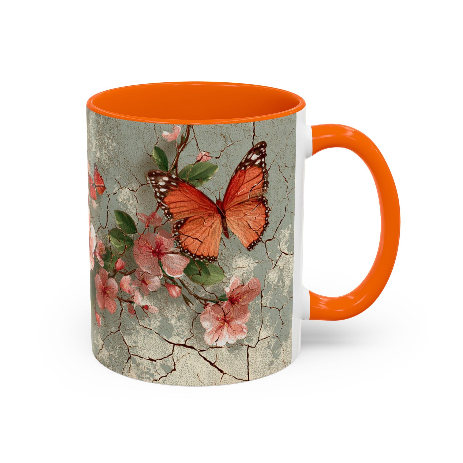 Floral Butterfly Accent Coffee Mug, Spring Gift, Kitchen Decor, Nature Lover Mug, Tea Cup