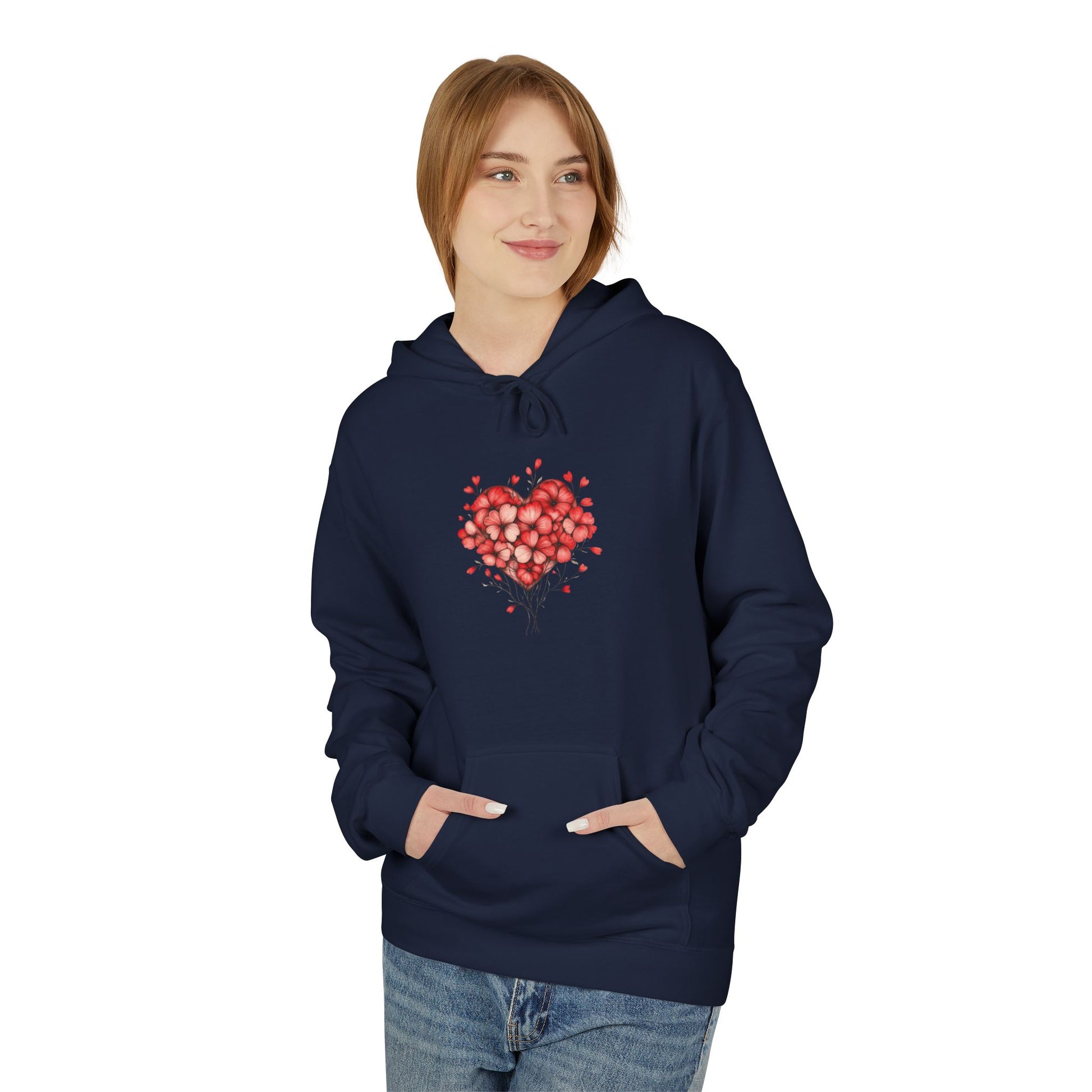 Rose Petal Heart Hoodie — Romantic Floral Valentine’s Day Sweatshirt