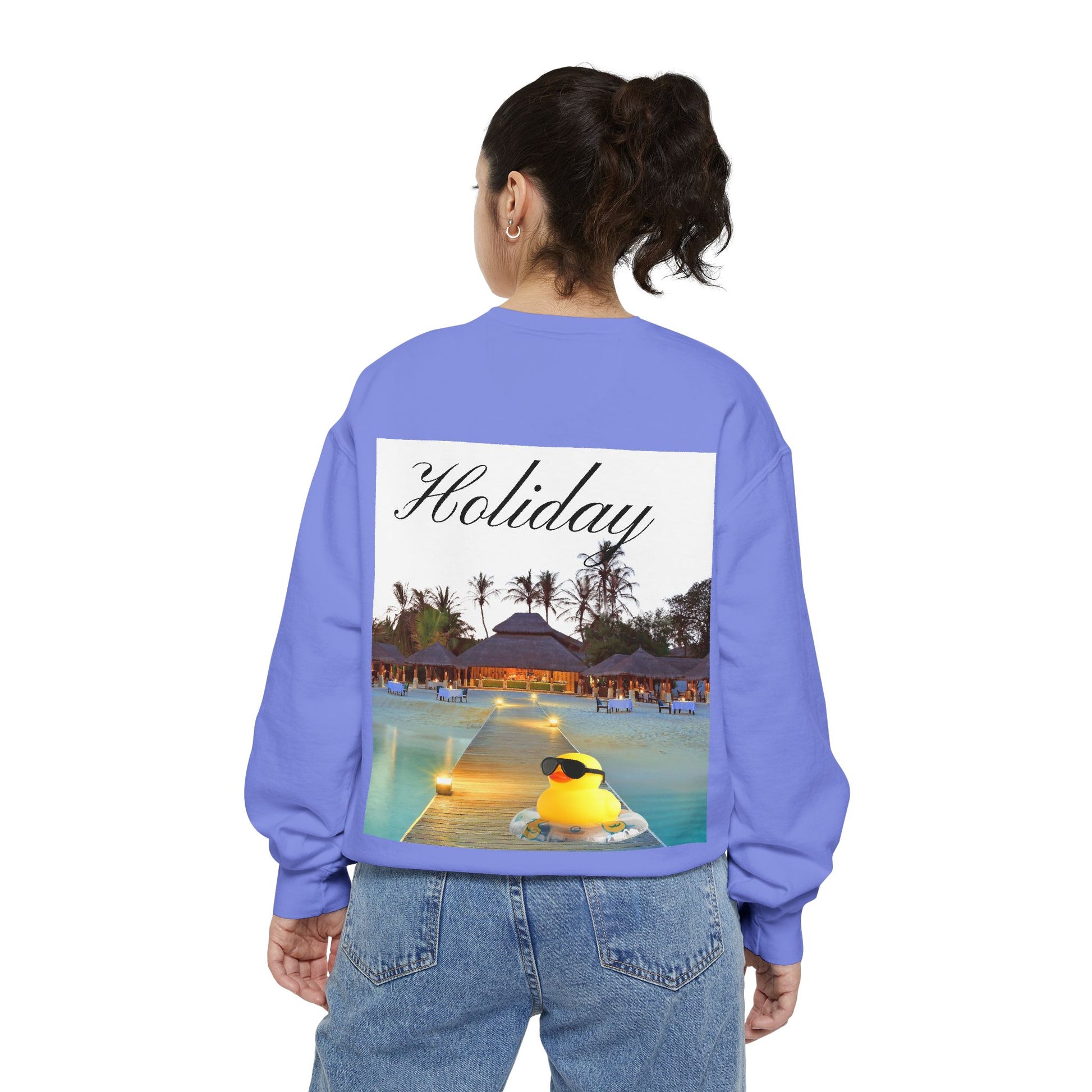 Holiday Rubber Duck Sweatshirt — Tropical Beach Graphic Sweatshirt