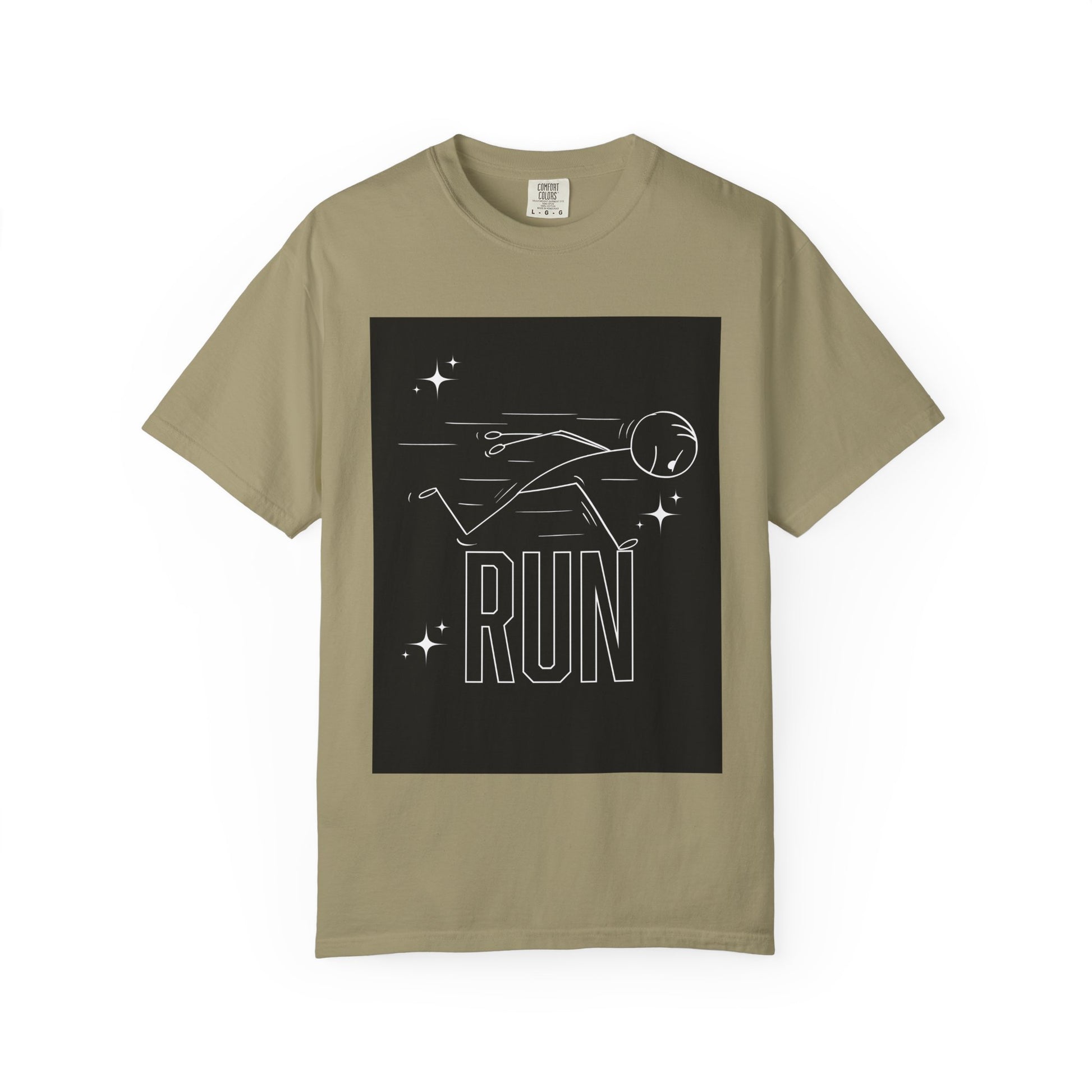 Unisex Garment-Dyed T-shirt with 'RUN' Design -  Fitness Gifts, Sporty Style
