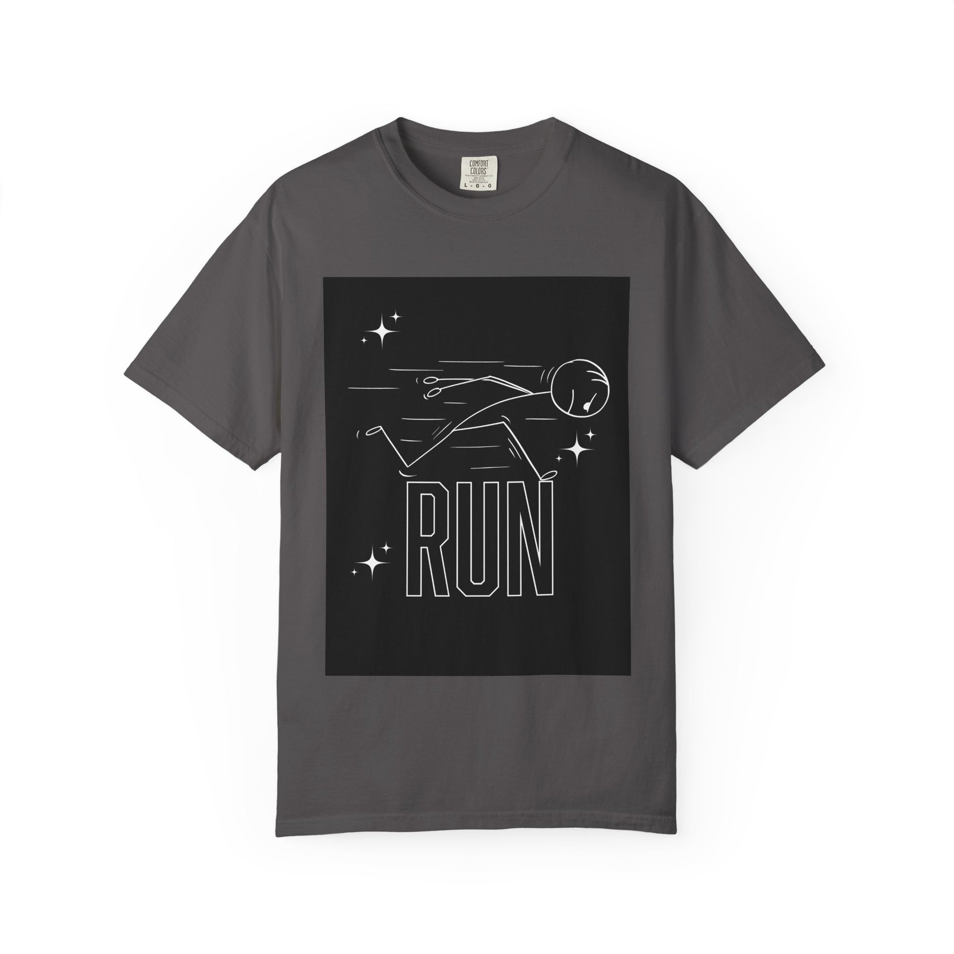 Unisex Garment-Dyed T-shirt with 'RUN' Design -  Fitness Gifts, Sporty Style