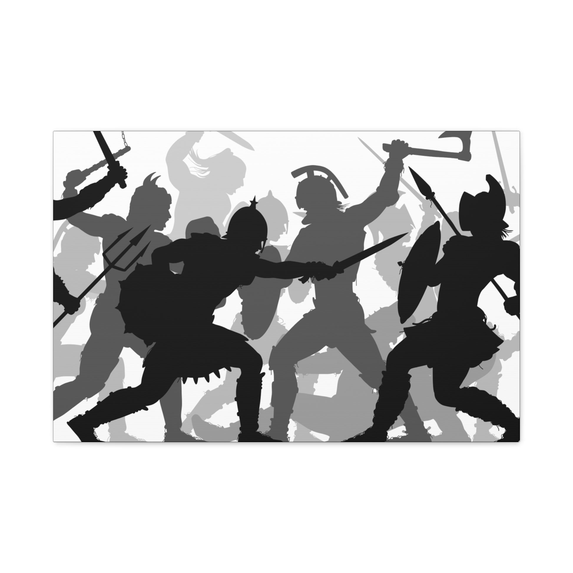 Epic Warrior Battle Matte Canvas Art, Home Decor, Wall Art, Gift for Men, Dramatic Art Decor