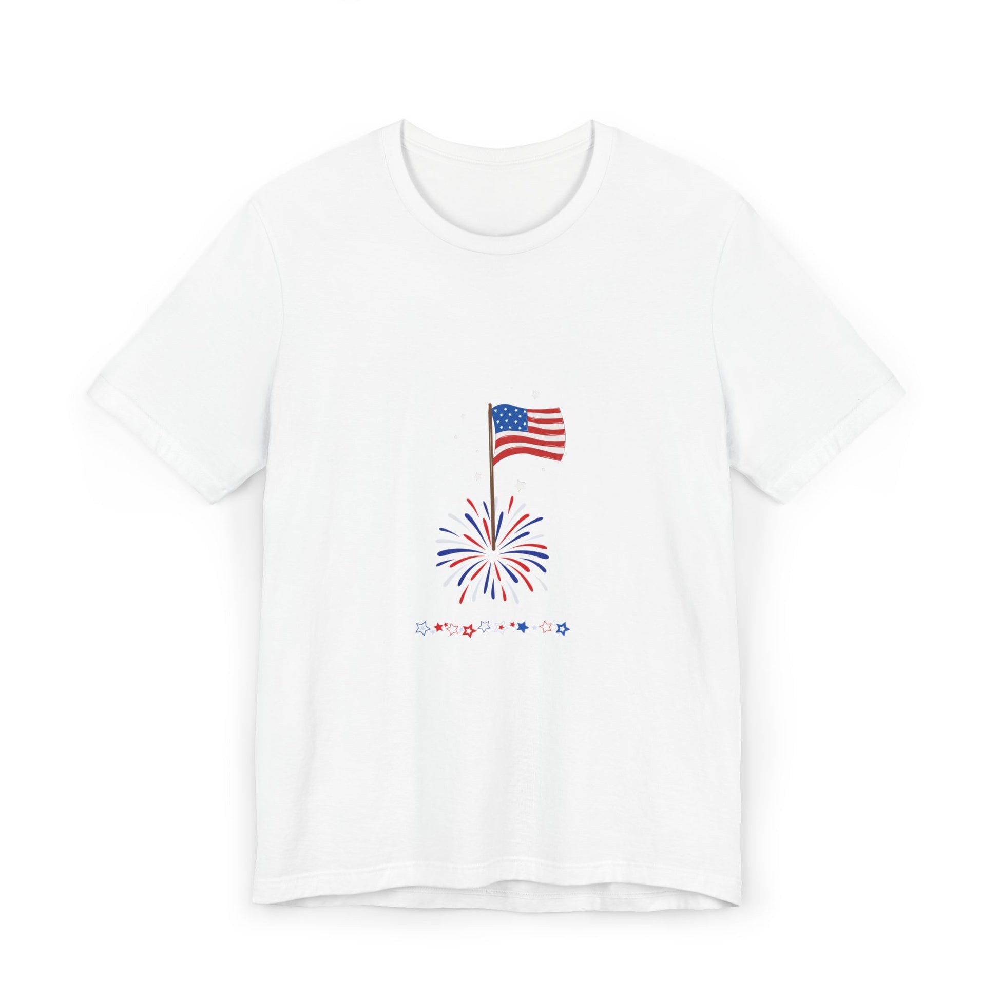 Patriotic Flag & Fireworks T-Shirt — 4th of July American Pride Tee