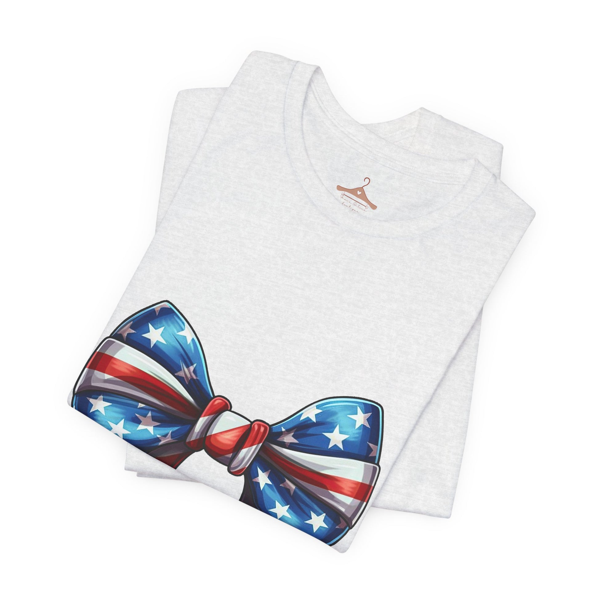 American Flag Bow T-Shirt — Patriotic 4th of July Tee
