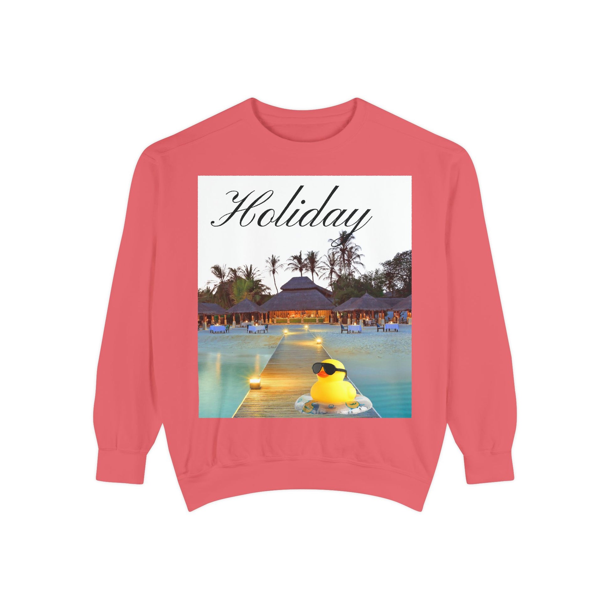 Holiday Rubber Duck Sweatshirt — Tropical Beach Graphic Sweatshirt