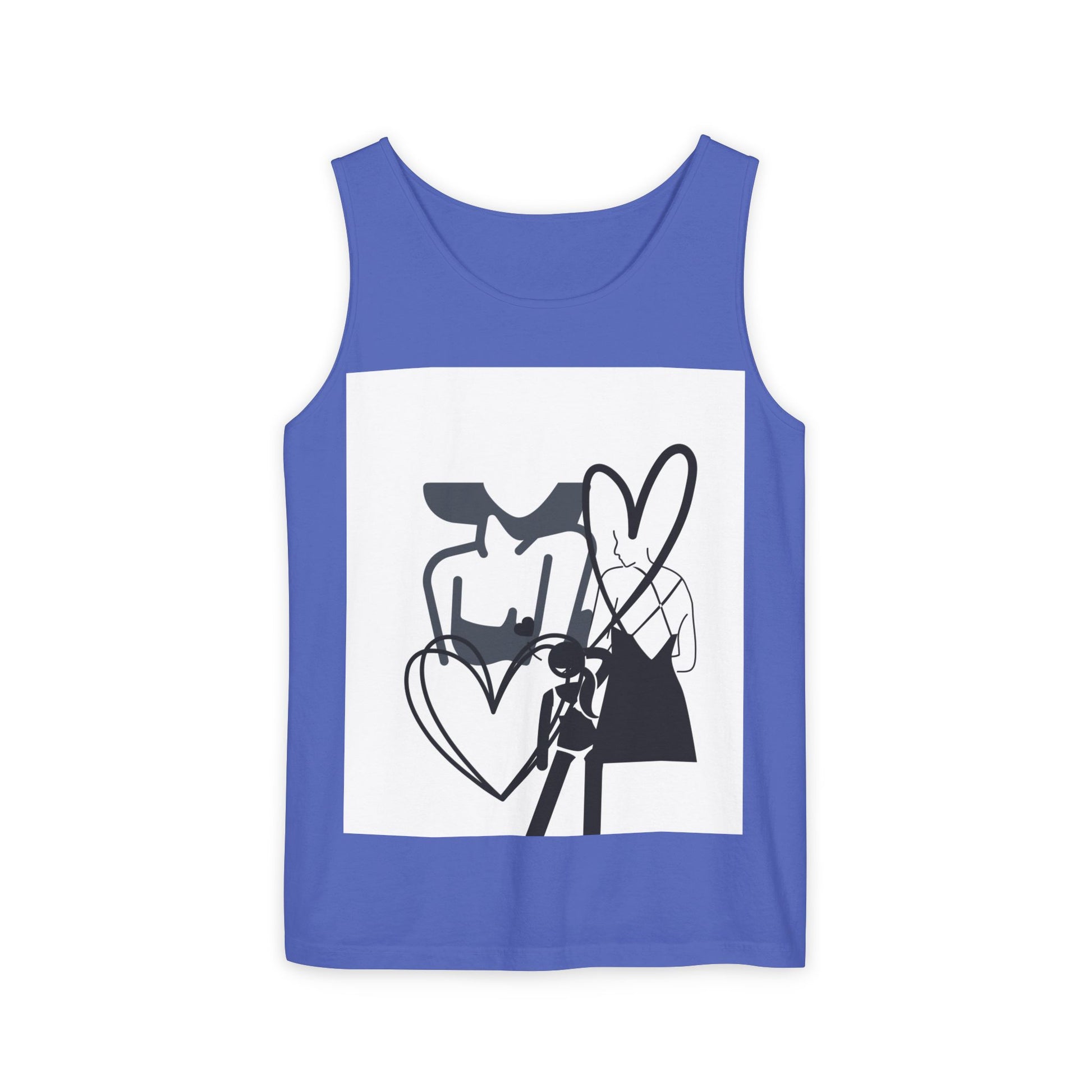 Abstract Love Graphic Tank Top — Minimalist Couple Heart Artwork