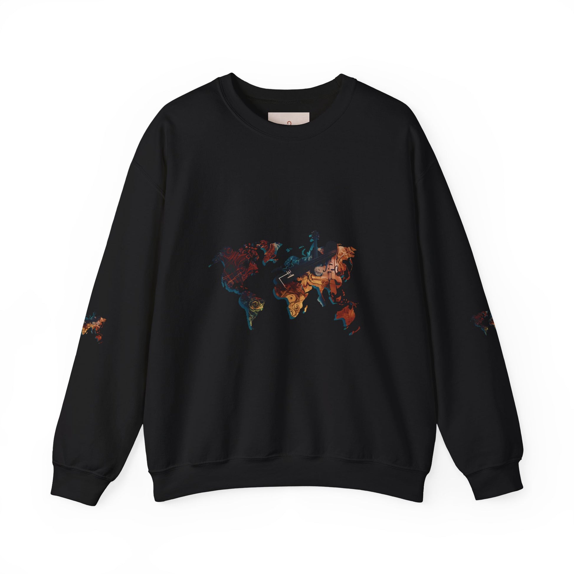 World Map Marble Crewneck Sweatshirt — Artistic Travel Map Pullover