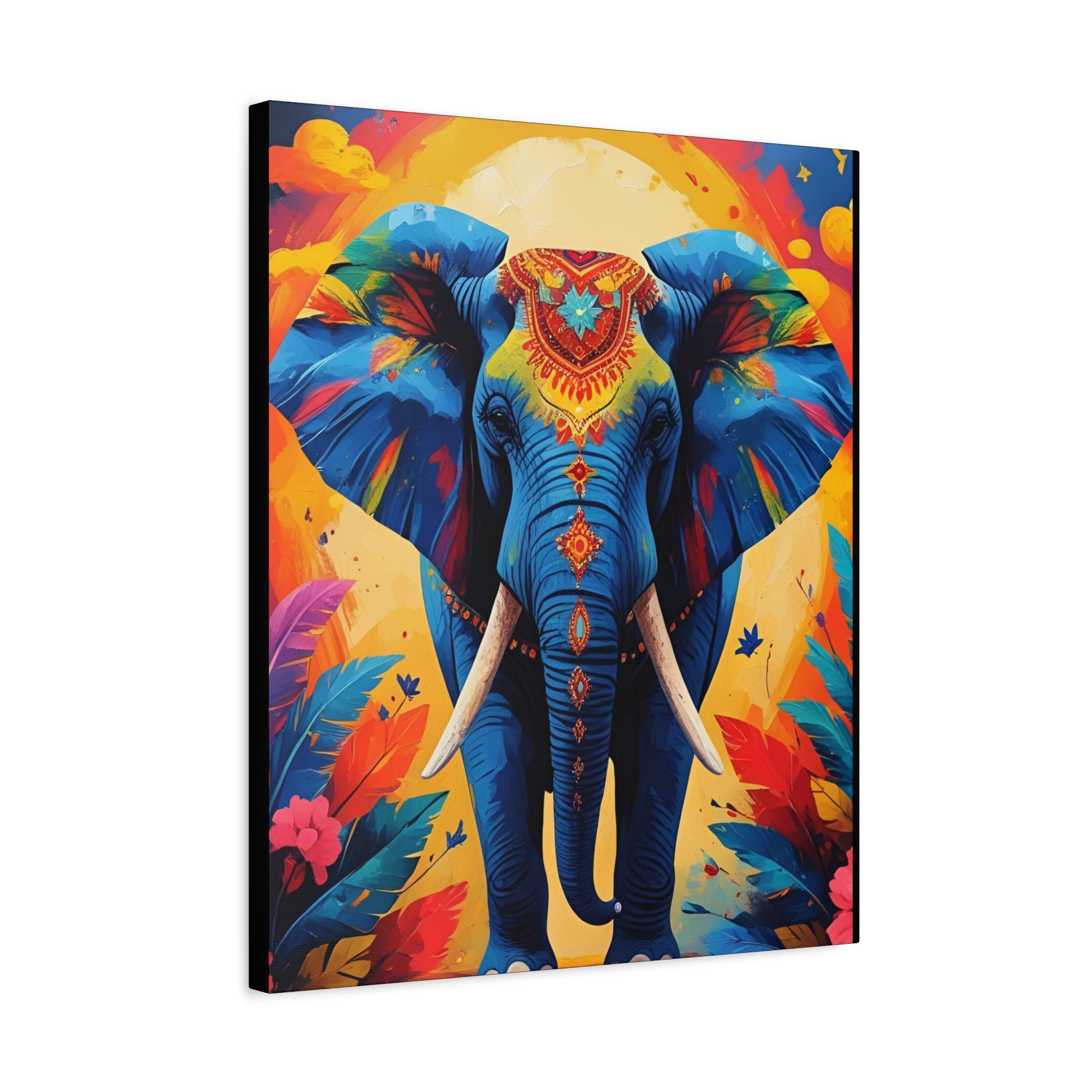 Vibrant Elephant Canvas Print, Colorful Wall Art, Bohemian Home Decor, Unique Gift, Jungle Theme Decoration
