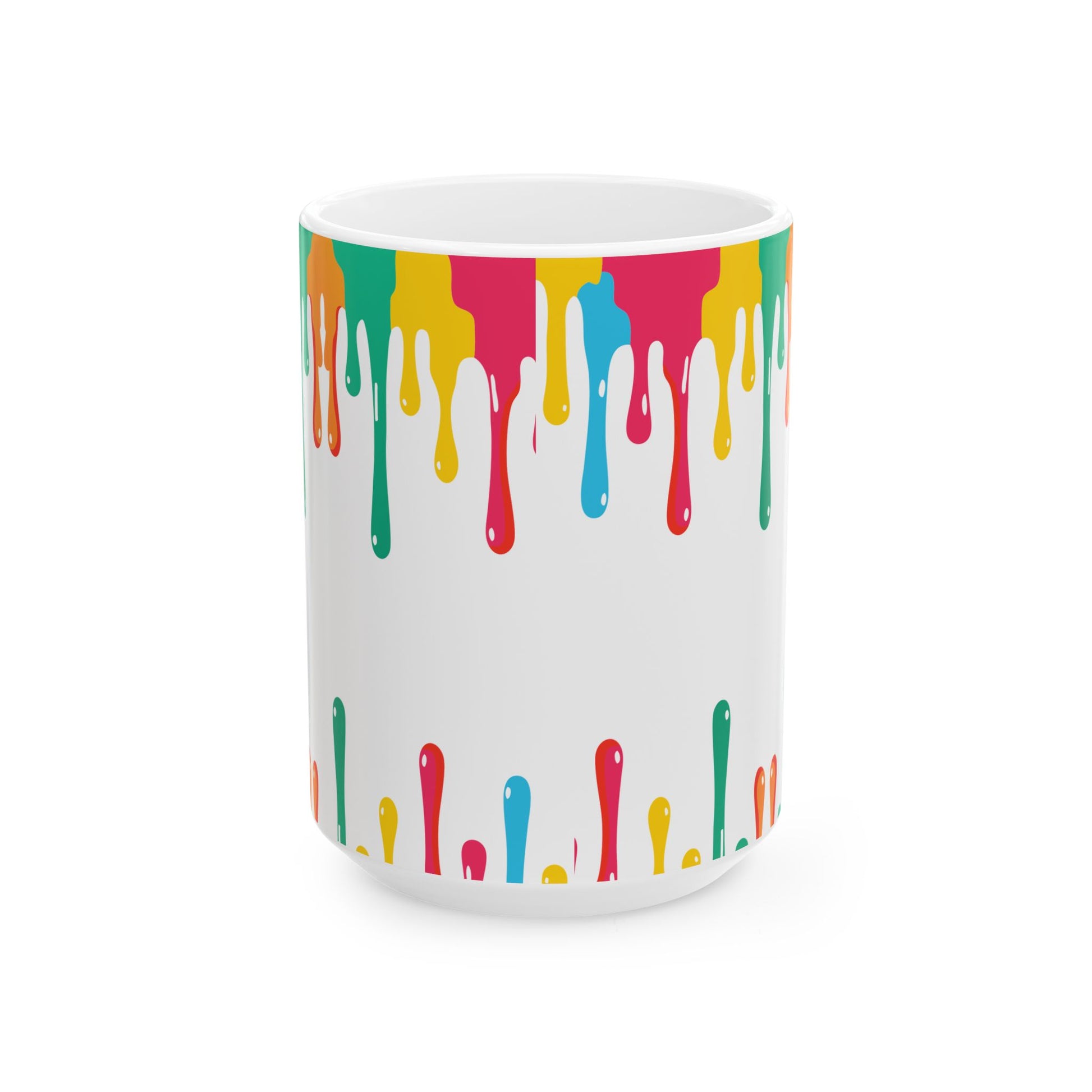 Colorful Paint Drip Ceramic Mug — Bright Dripping Paint Coffee Cup (11oz & 15oz)
