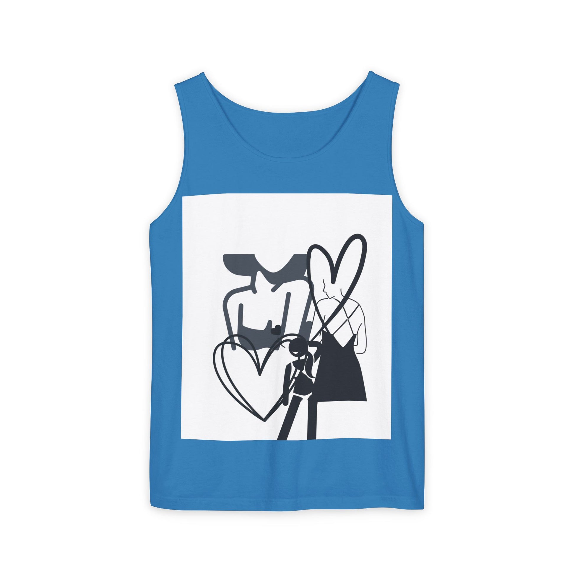 Abstract Love Graphic Tank Top — Minimalist Couple Heart Artwork